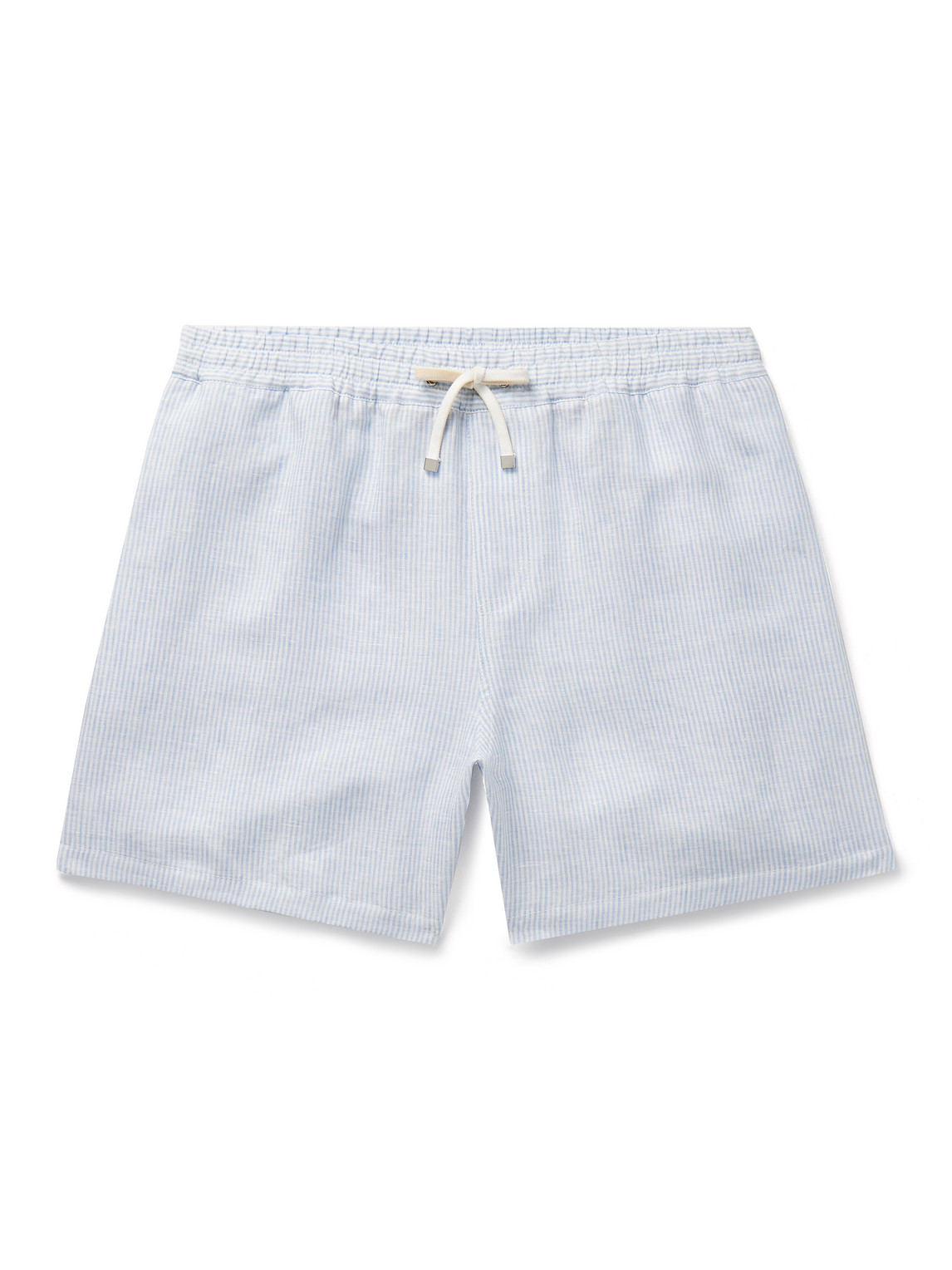 Loro Piana Arizona Straight-leg Striped Linen Drawstring Bermuda Shorts In Blue