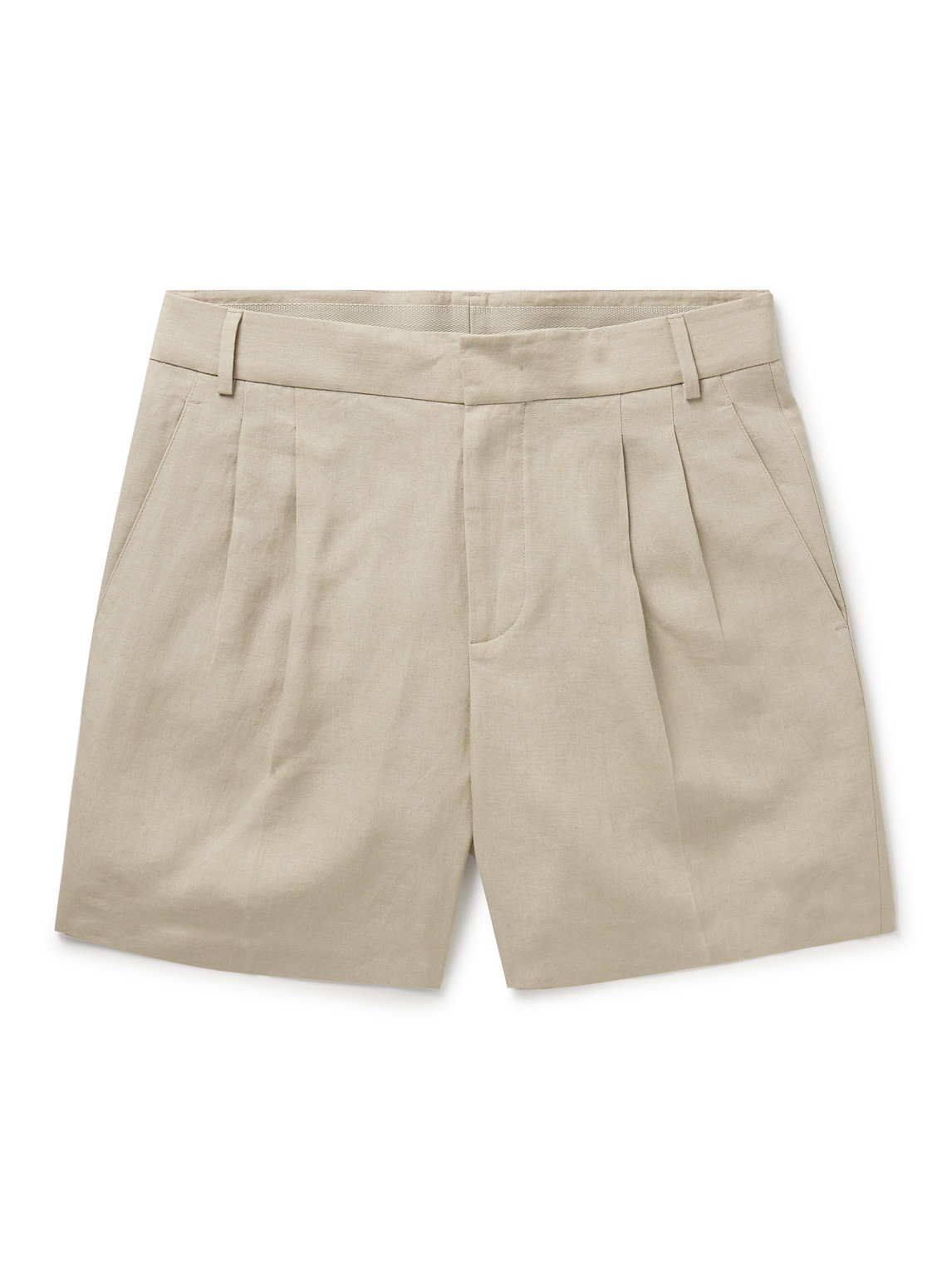 Loro Piana Honiara Straight-leg Pleated Linen Bermuda Shorts In Neutrals