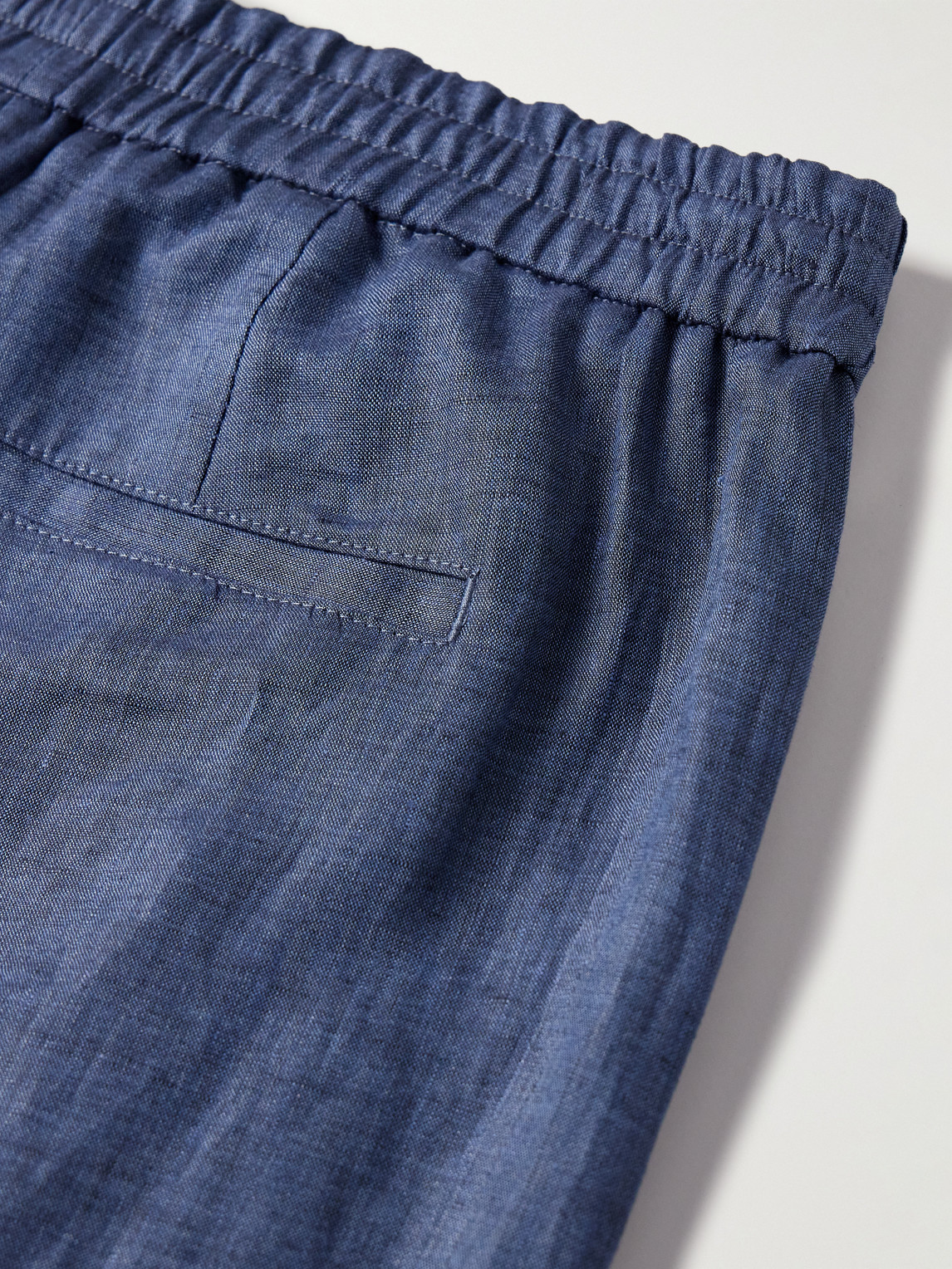 Shop Loro Piana Gadd Straight-leg Linen Trousers In Blue