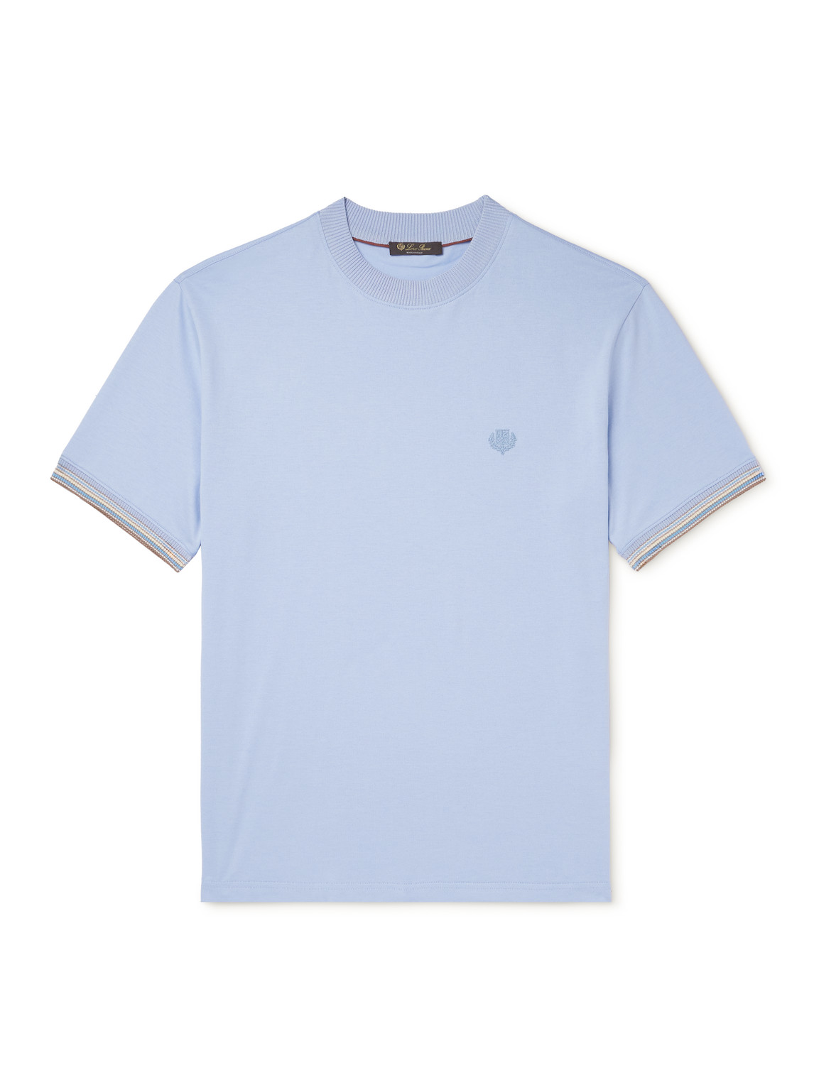Loro Piana Logo-embroidered Cotton-jersey T-shirt In Blue