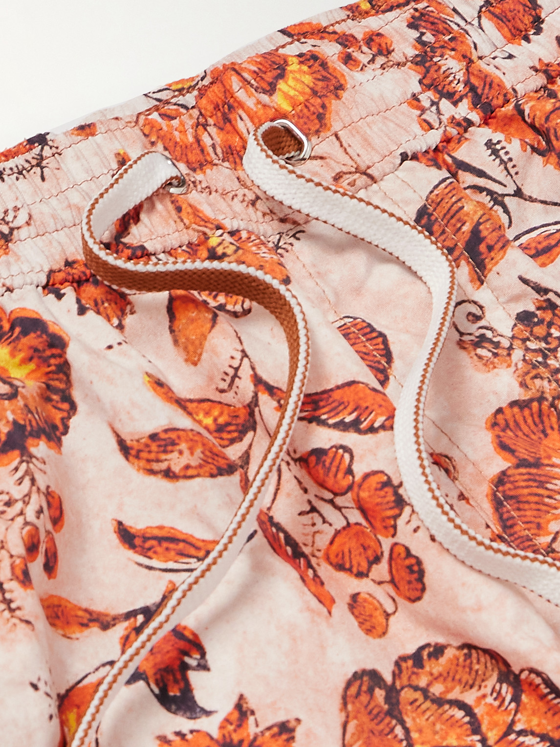 Shop Loro Piana Straight-leg Mid-length Floral-print Swim Shorts In Orange