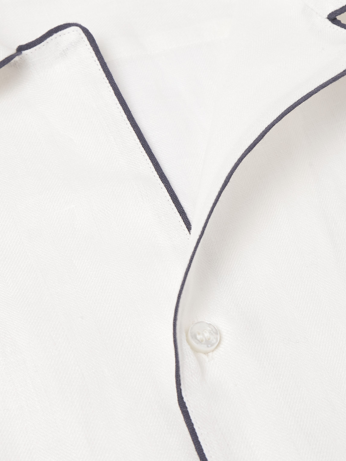 Shop Loro Piana Contrast-tipped Linen Shirt In White