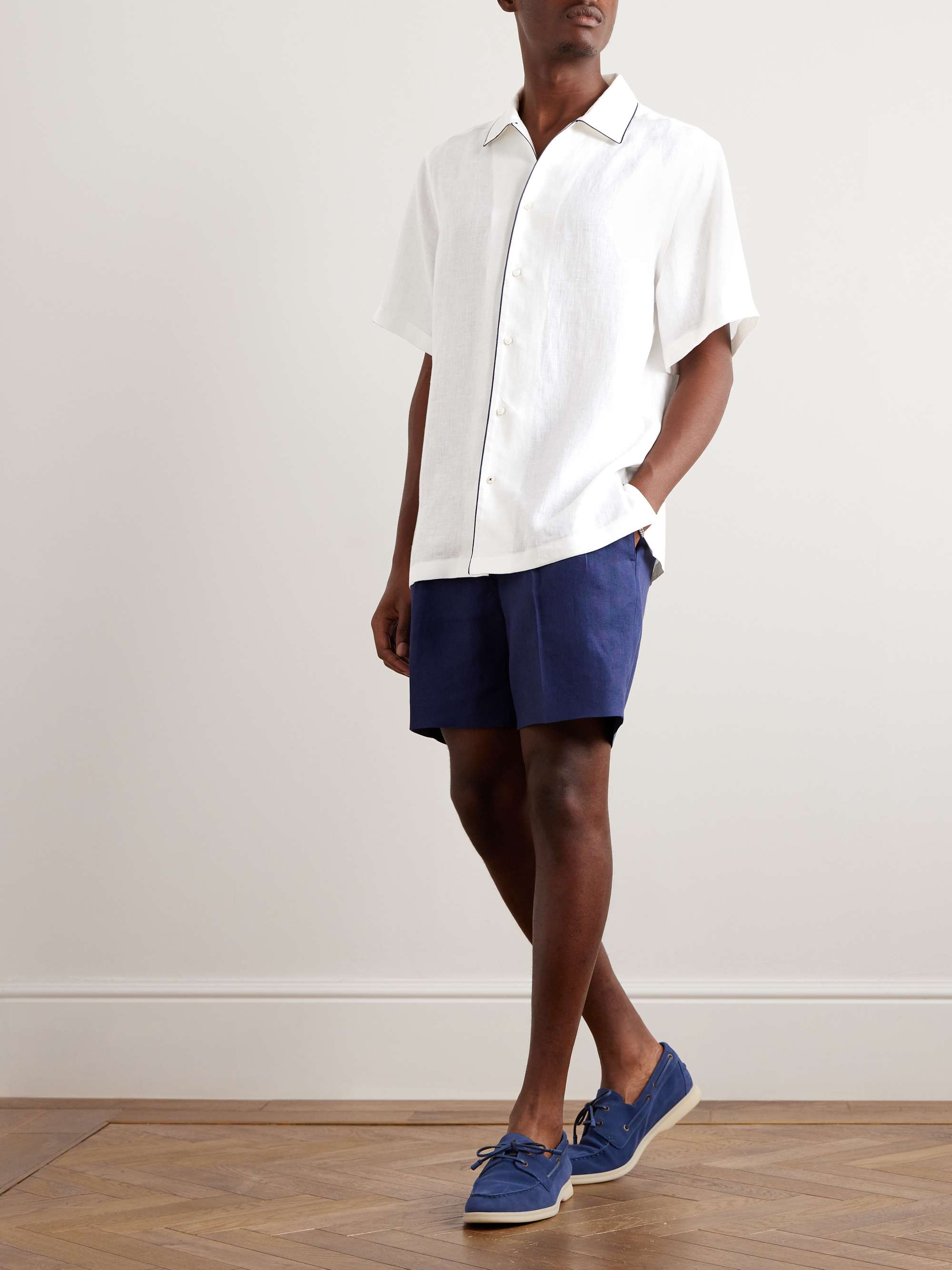 LORO PIANA Contrast-Tipped Linen Shirt for Men | MR PORTER