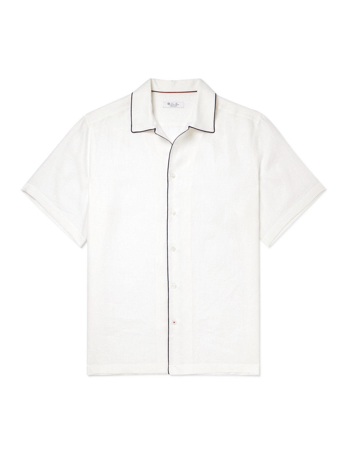 Loro Piana Contrast-tipped Linen Shirt In White