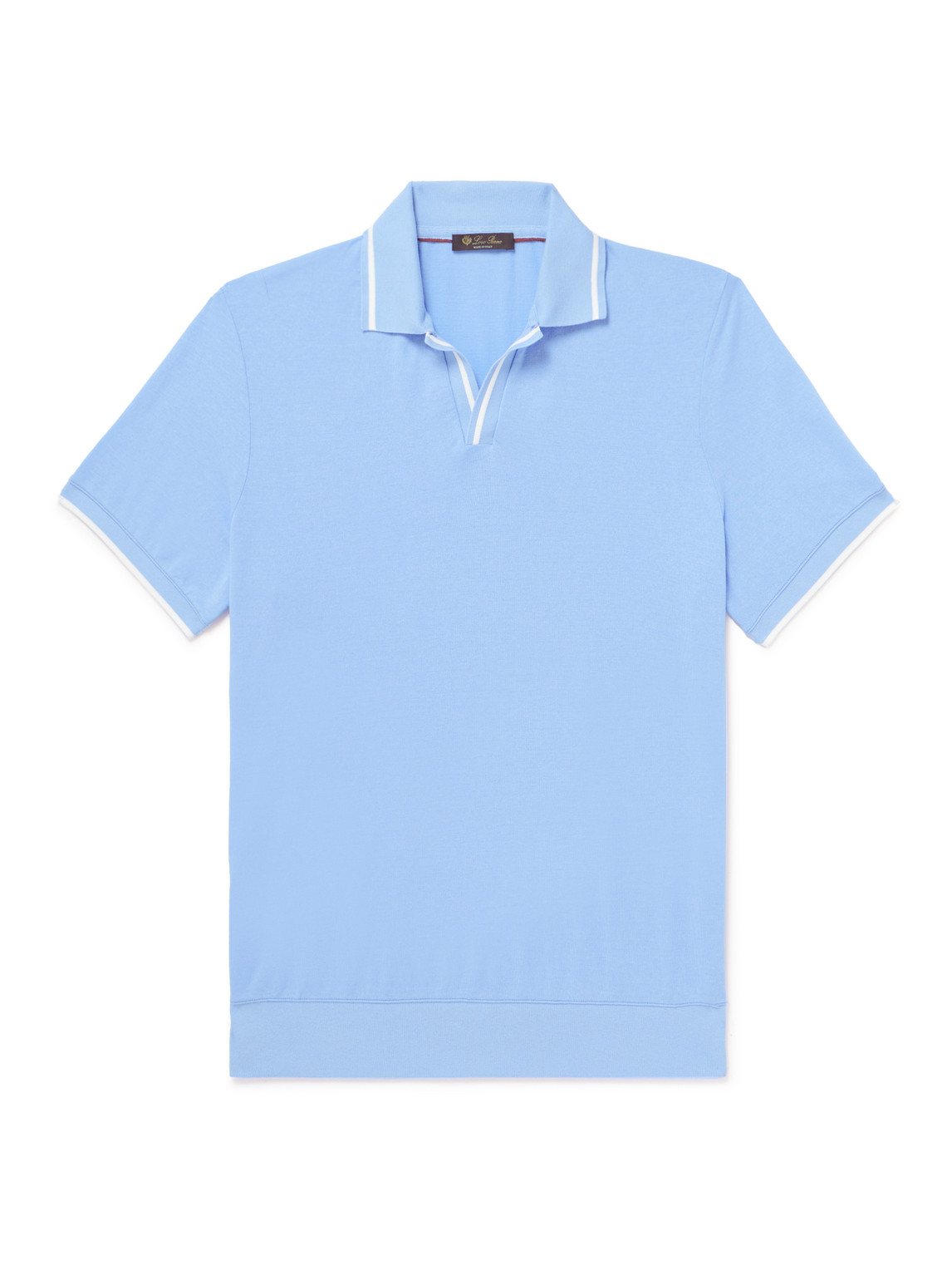 Loro Piana Contrast-tipped Cotton Polo Shirt In Blue