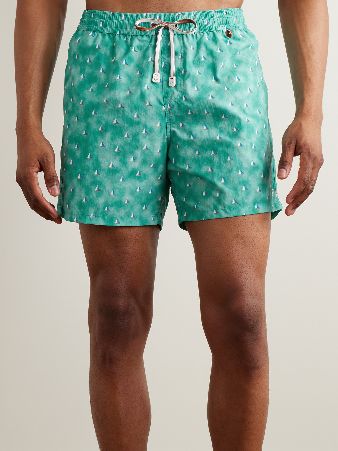 Shop Loro Piana Bay Straight-leg Mid-length Printed Swim Shorts In Green