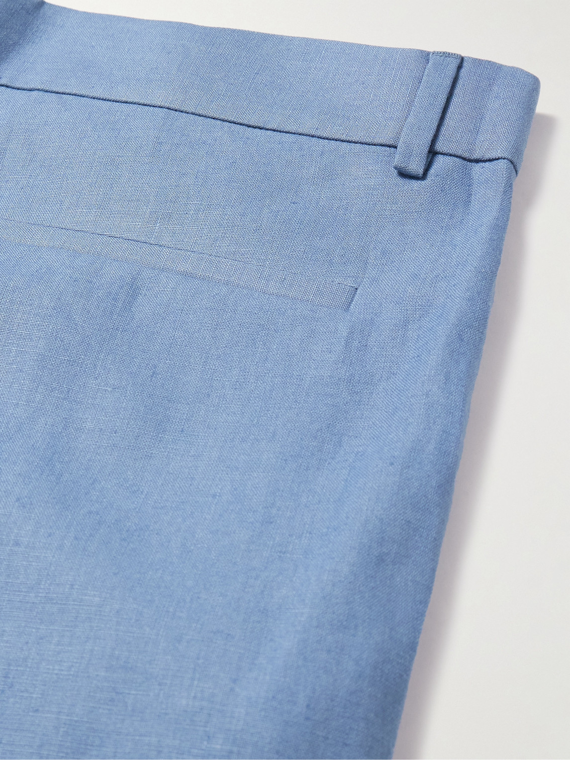 Shop Loro Piana Straight-leg Pleated Linen Bermuda Shorts In Blue