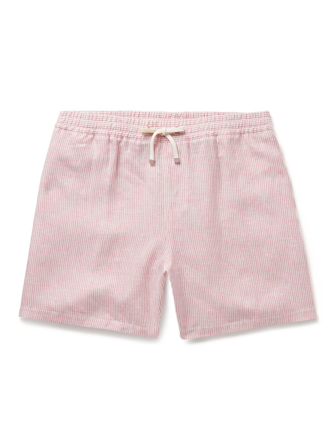 Loro Piana Arizona Straight-leg Striped Linen Drawstring Bermuda Shorts In Pink