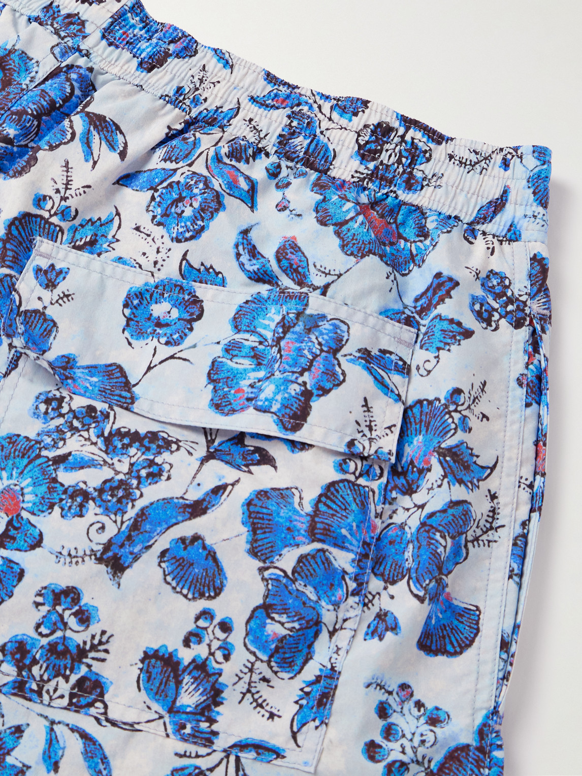 Shop Loro Piana Straight-leg Mid-length Floral-print Swim Shorts In Blue