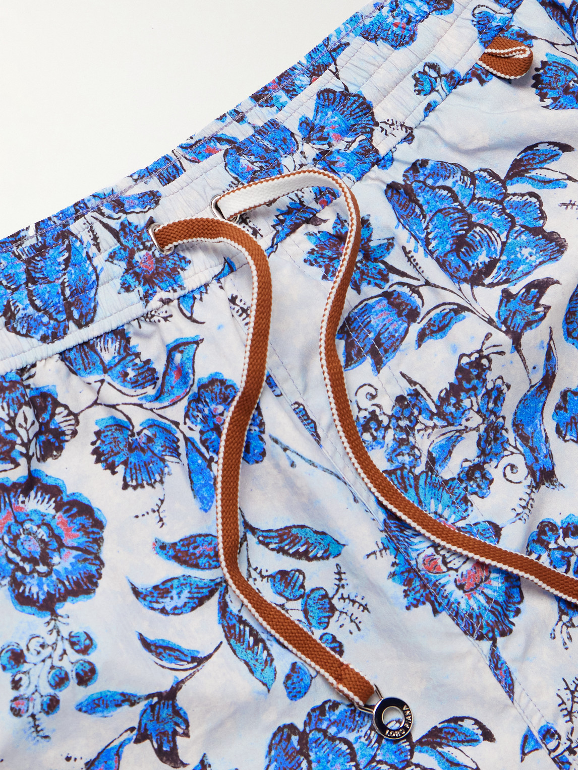 Shop Loro Piana Straight-leg Mid-length Floral-print Swim Shorts In Blue