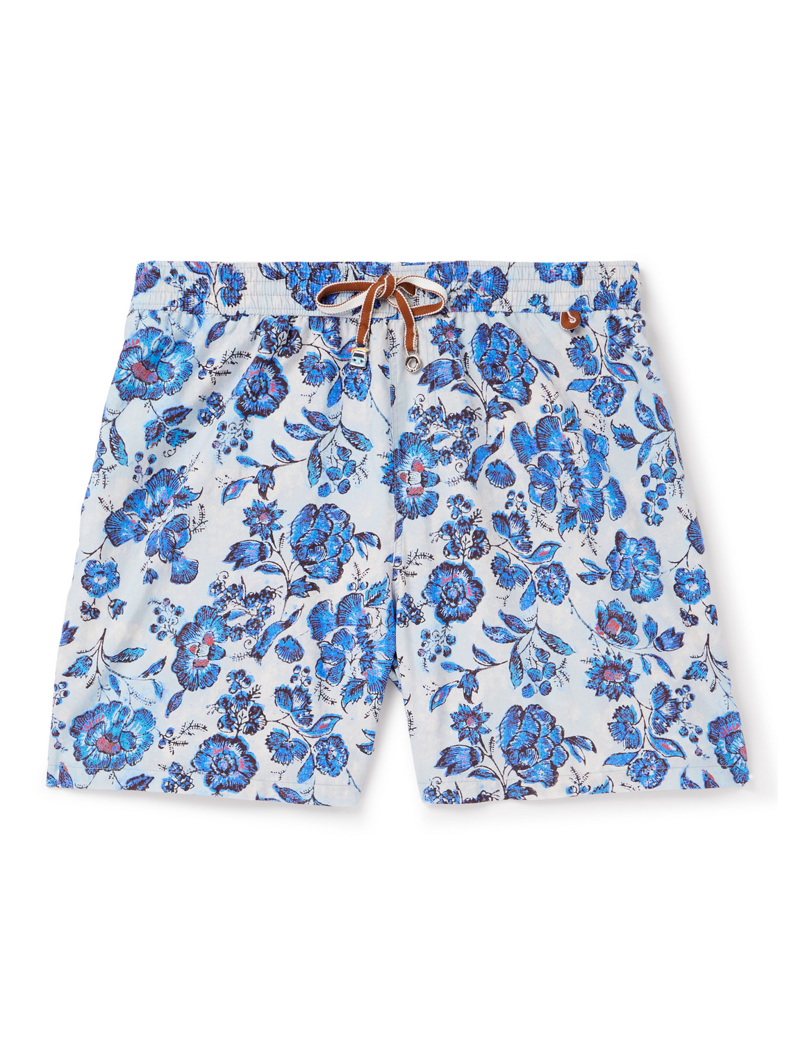 Loro Piana Straight-leg Mid-length Floral-print Swim Shorts In Blue