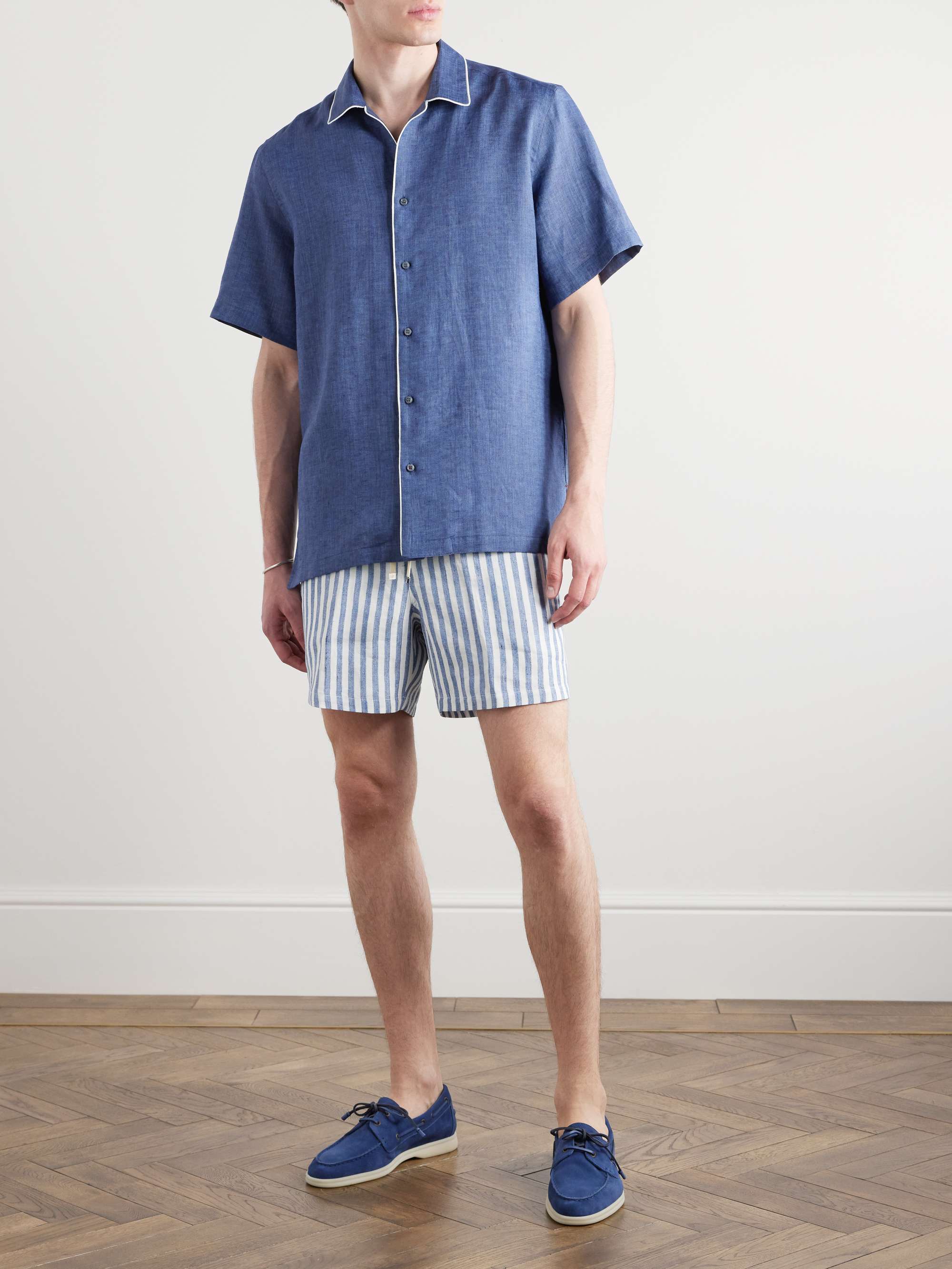 LORO PIANA Camp-Collar Slub Linen Shirt