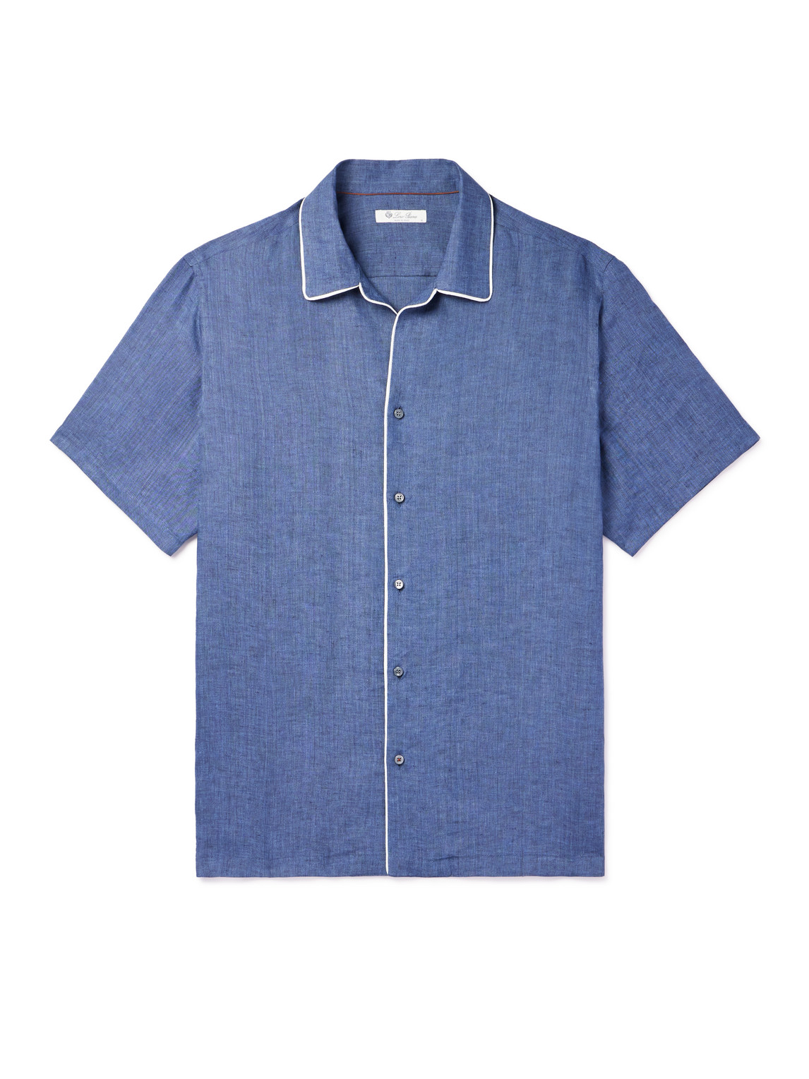 Loro Piana Camp-collar Slub Linen Shirt In Blue