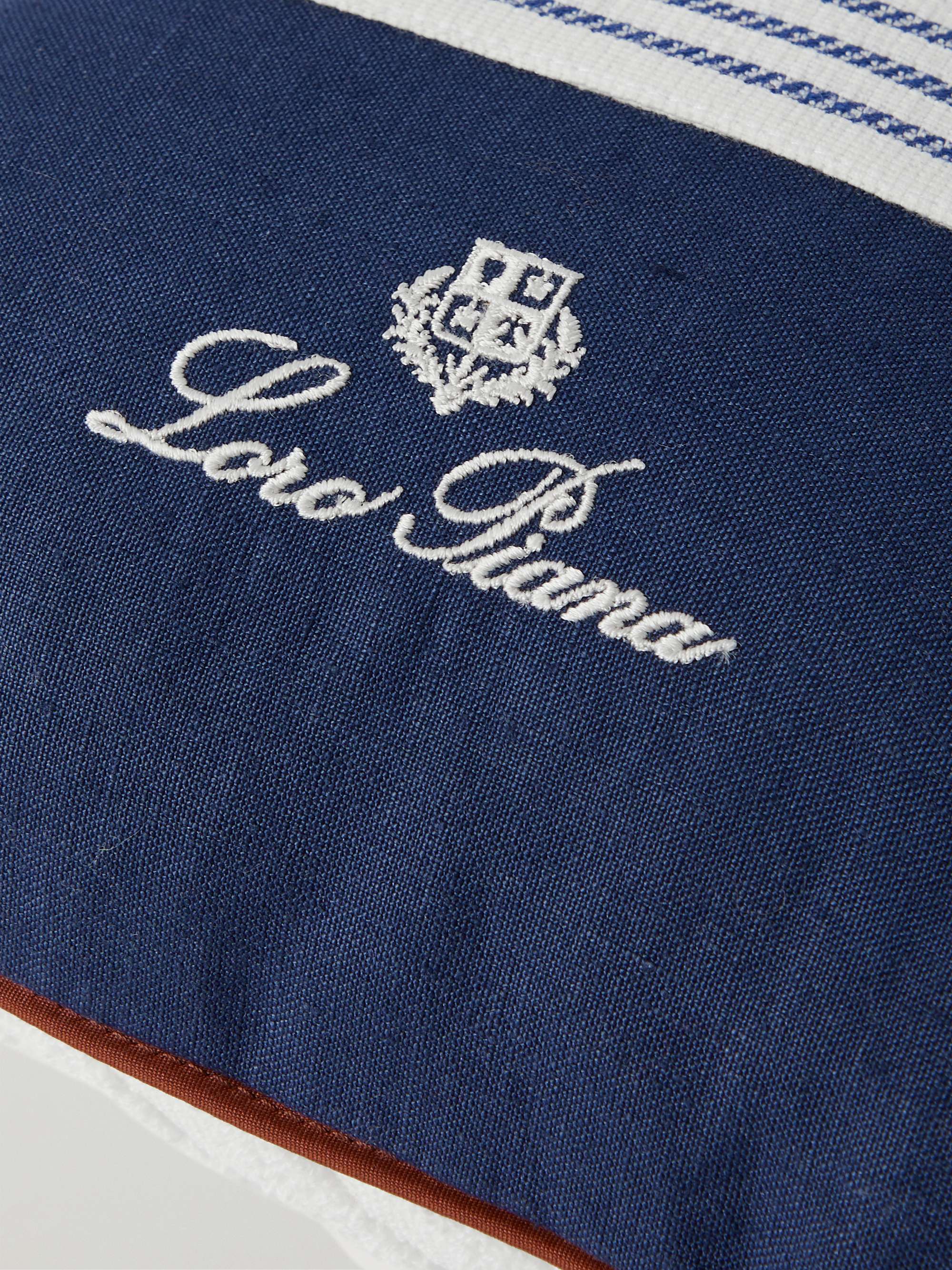 LORO PIANA Logo-Embroidered Striped Linen and Terry Beach Pillow