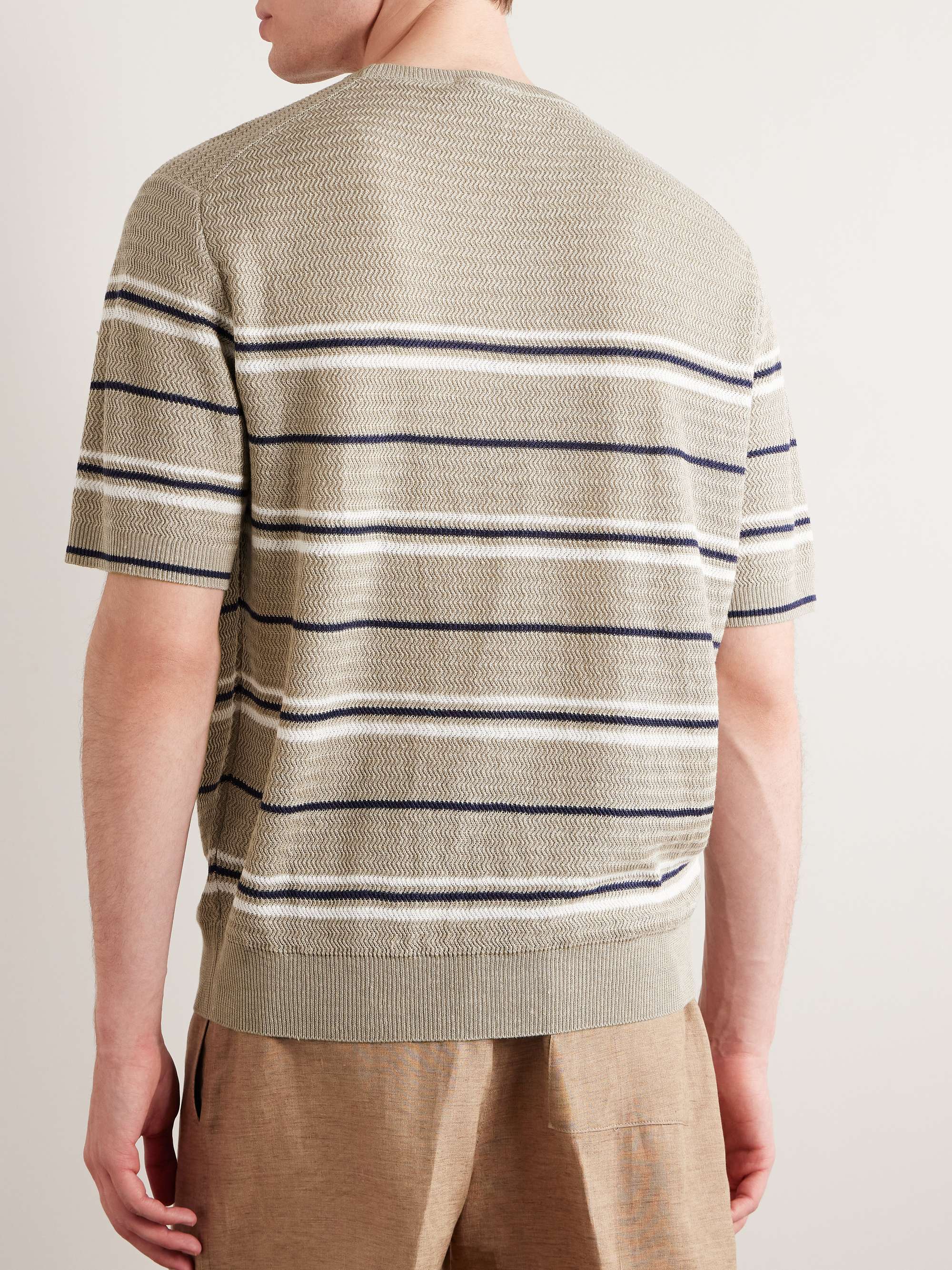 LORO PIANA Striped Herringbone Linen T-Shirt