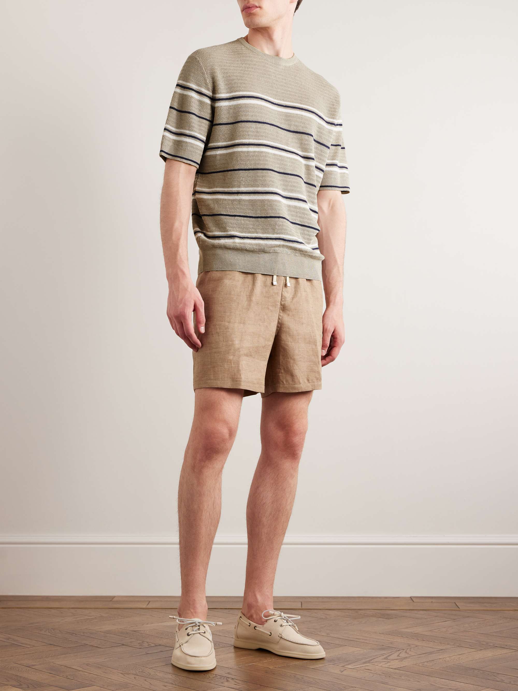 Straight-Leg Linen for PORTER | PIANA Arizona Bermuda LORO MR Men Drawstring Shorts