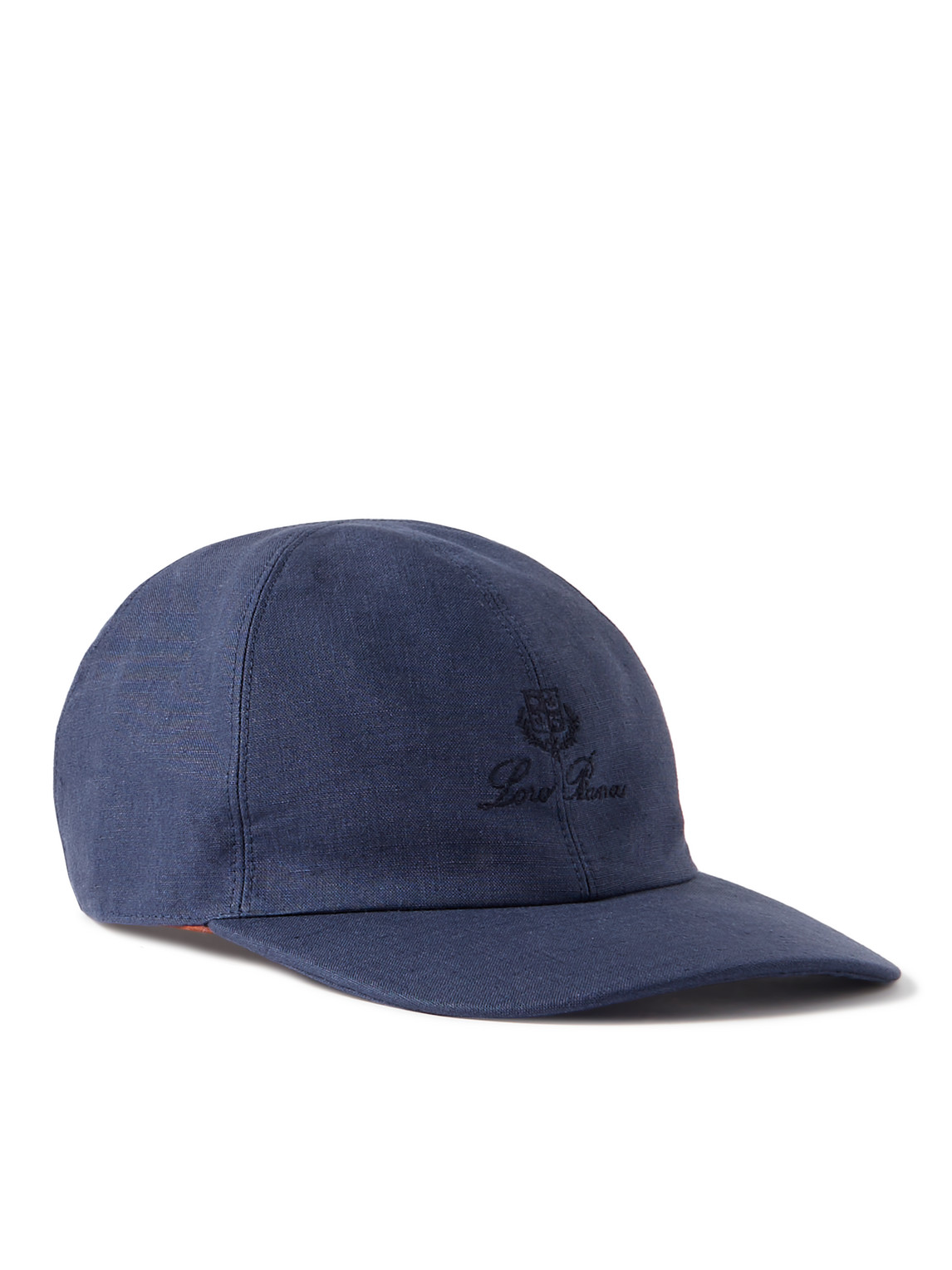 Shop Loro Piana Logo-embroidered Linen Baseball Cap In Blue