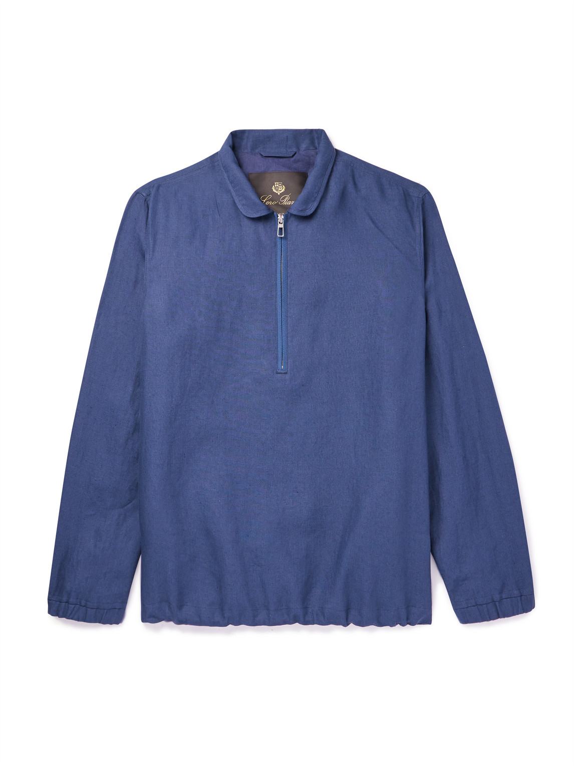 Loro Piana Linen Half-zip Jacket In Blue