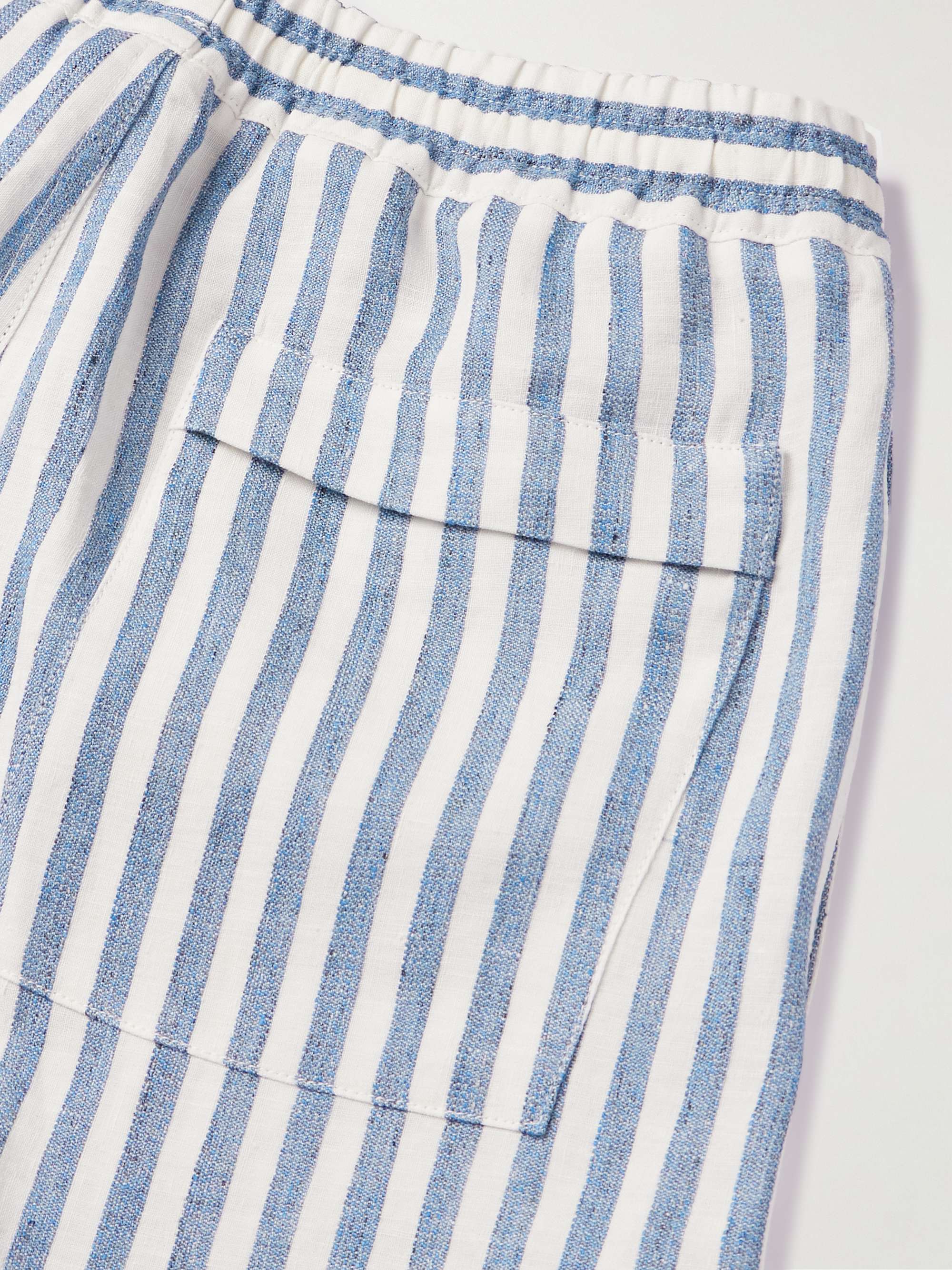 LORO PIANA Bermuda Bay Straight-Leg Striped Linen Drawstring Shorts