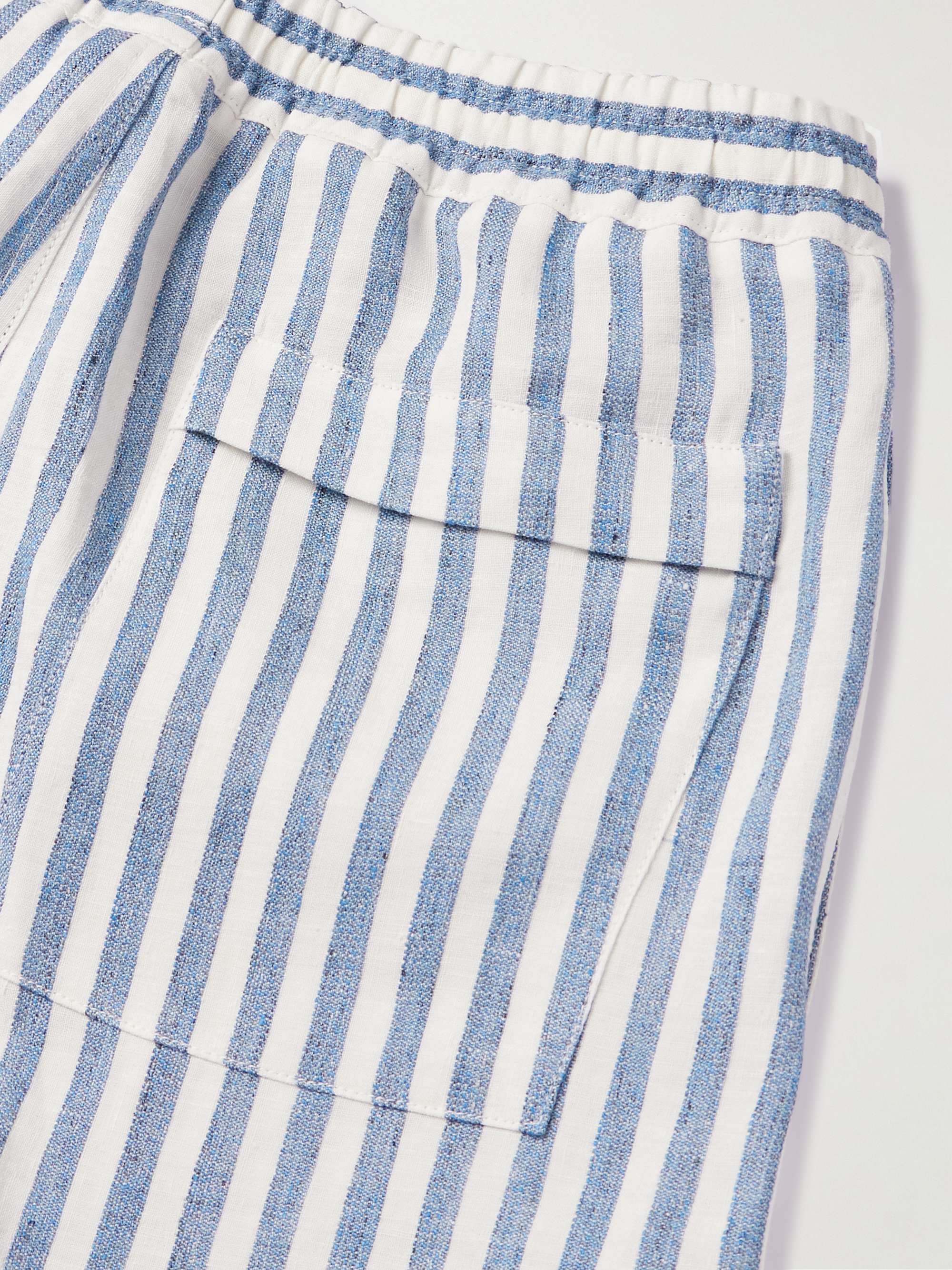 LORO PIANA Shorts a gamba dritta in lino a righe con coulisse Bermuda Bay