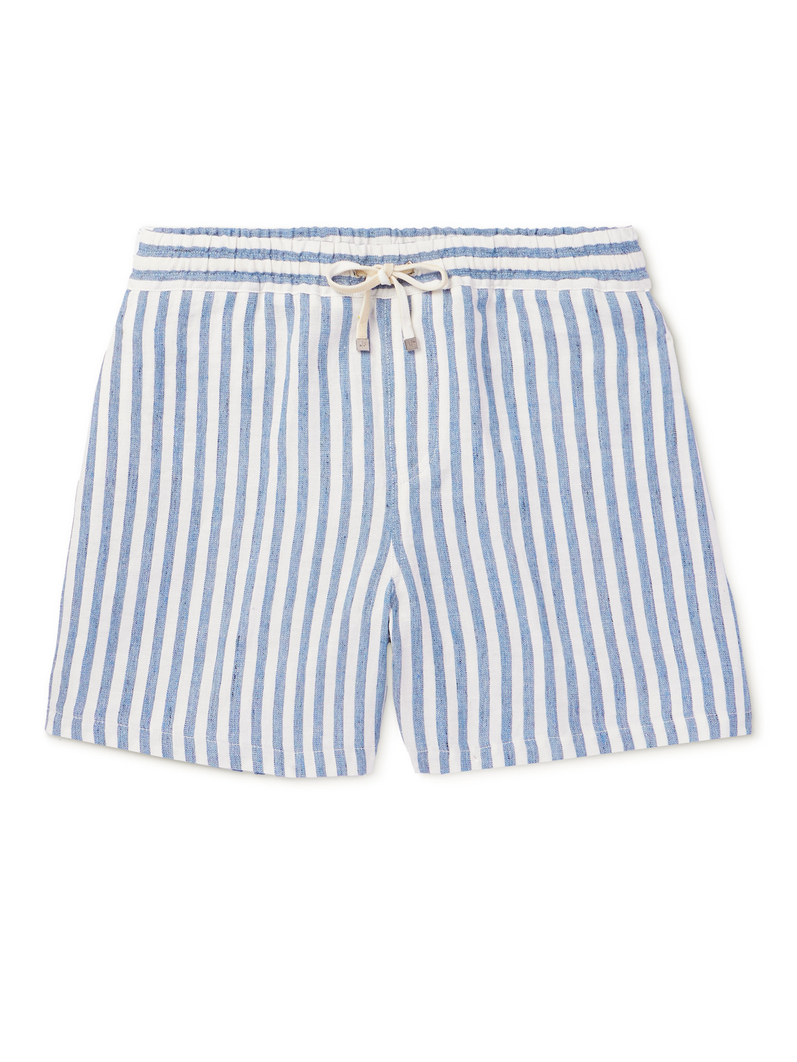 Loro Piana Bermuda Bay Straight-leg Striped Linen Drawstring Shorts In Blue