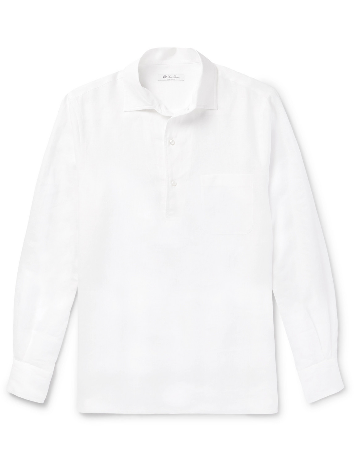 Loro Piana Arizona Linen Half-placket Shirt In White