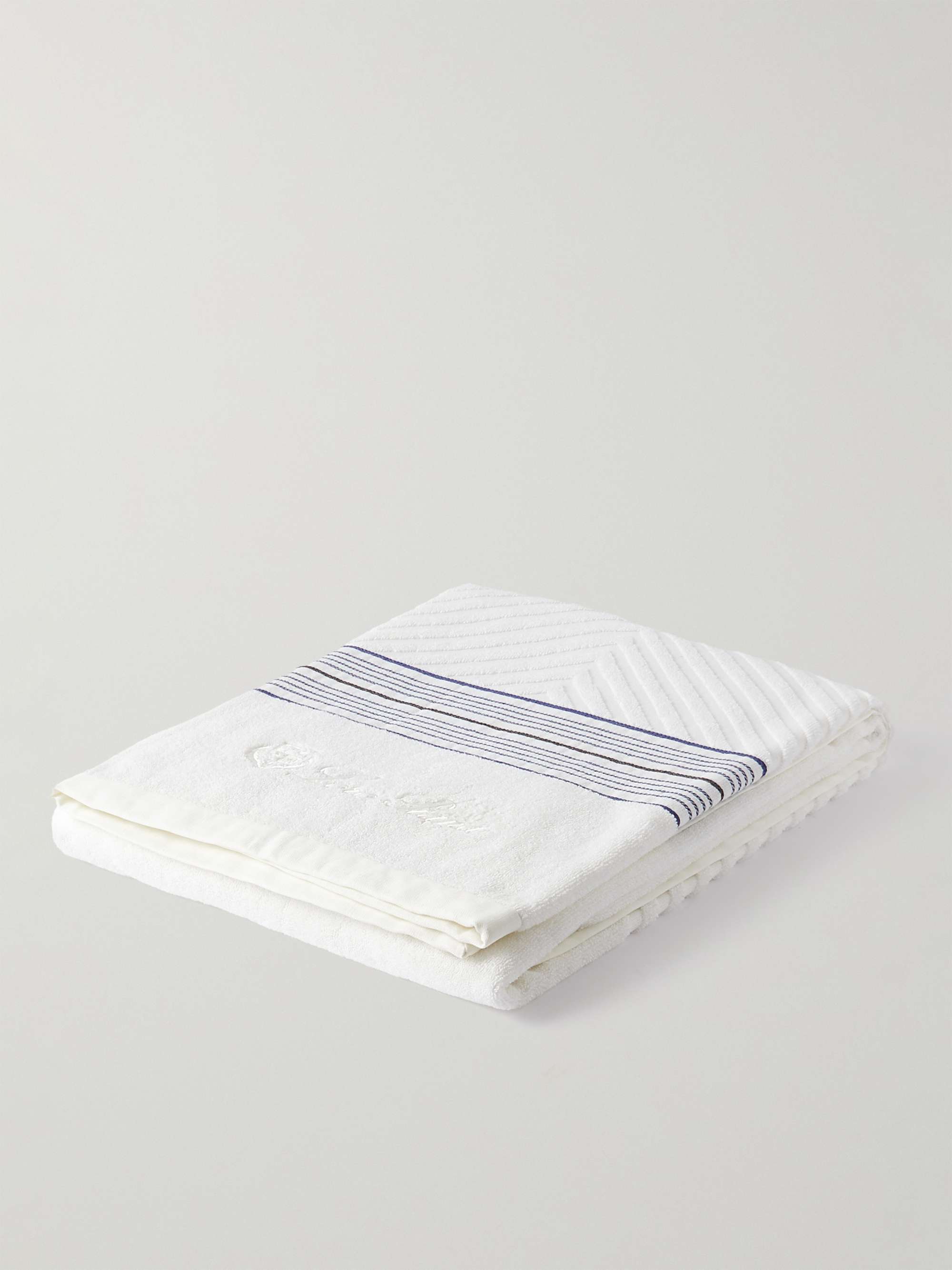 LORO PIANA Logo-Embroidered Striped Cotton-Jacquard Towel for Men | MR ...