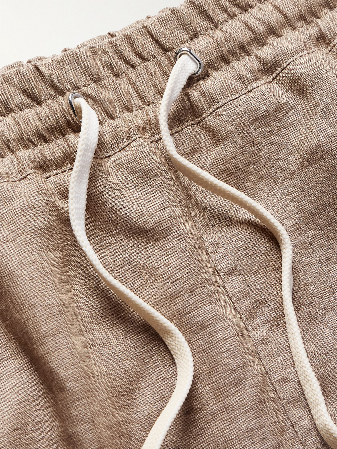 Shop Loro Piana Arizona Straight-leg Linen Drawstring Bermuda Shorts In Brown