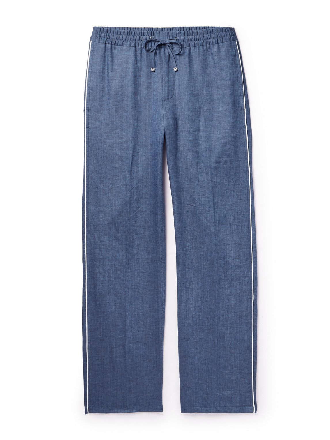 Loro Piana Hierai Straight-leg Linen Drawstring Trousers In Blue