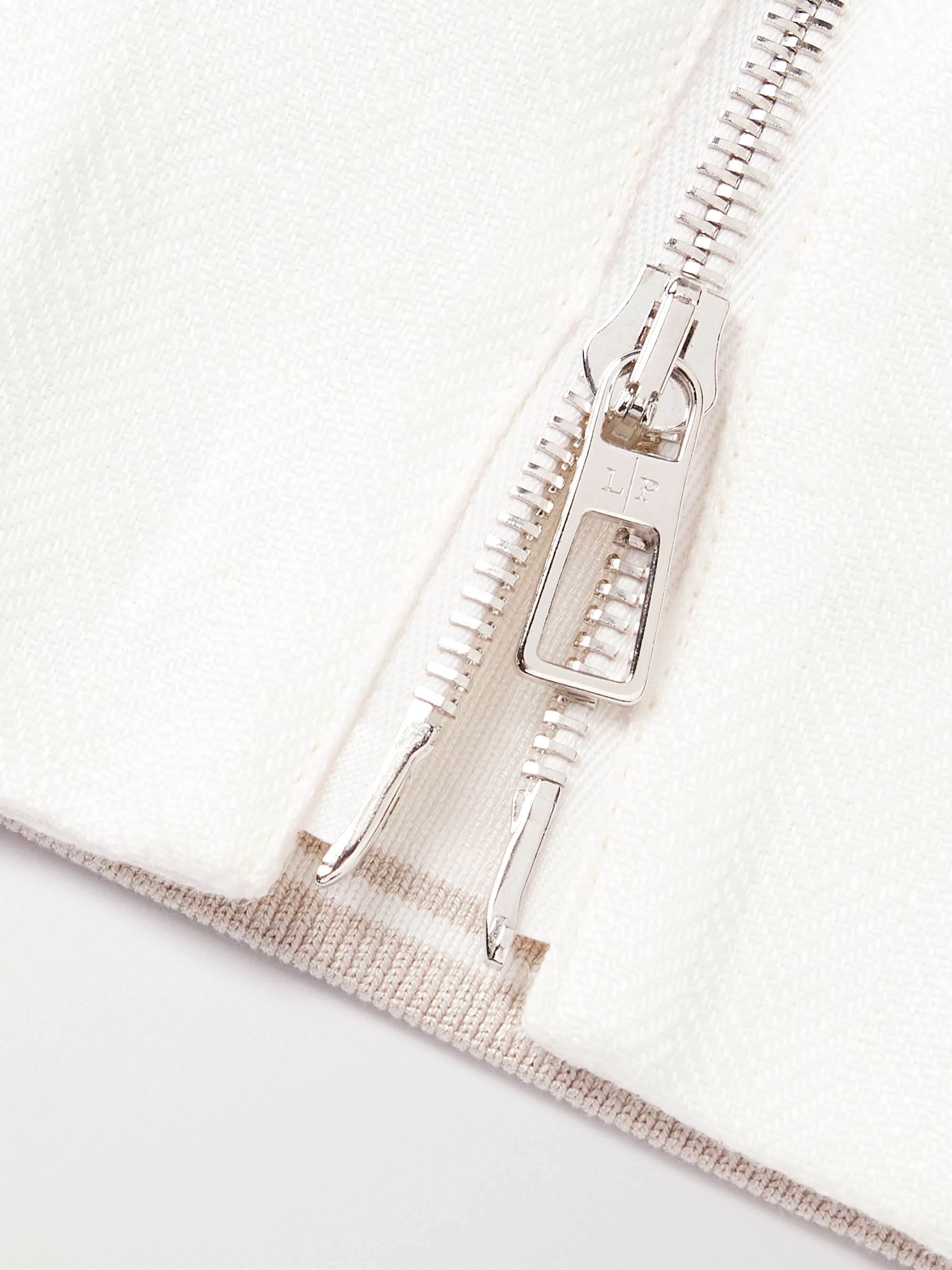 LORO PIANA Herringbone and Waffle-Knit Linen Bomber Jacket