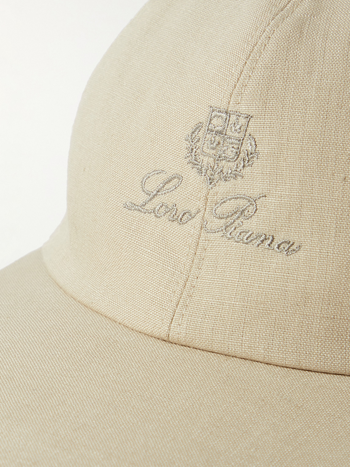 Shop Loro Piana Logo-embroidered Linen Baseball Cap In Neutrals