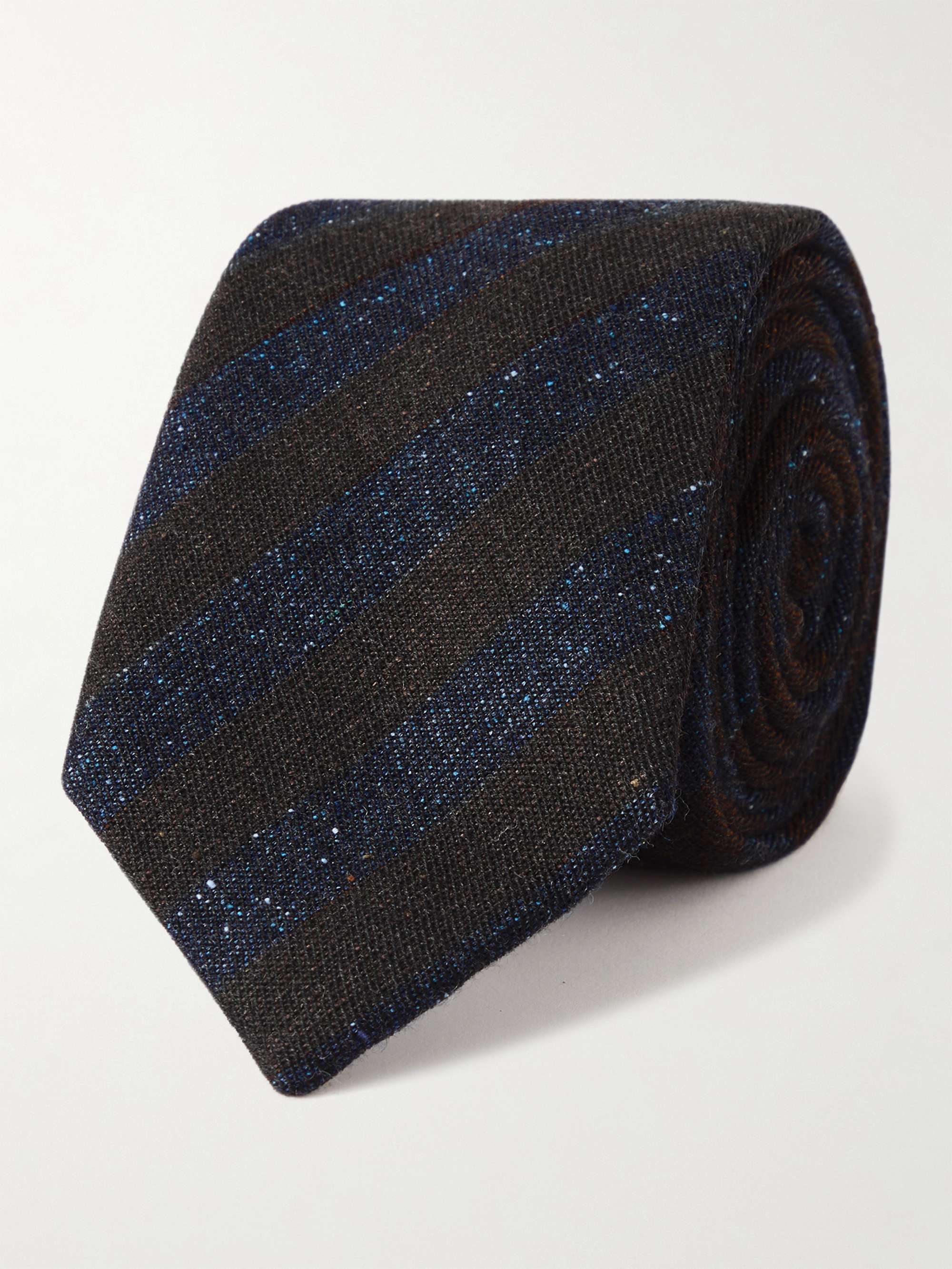 Preppy Slim Cut Striped Tie in Silk Wool Blend