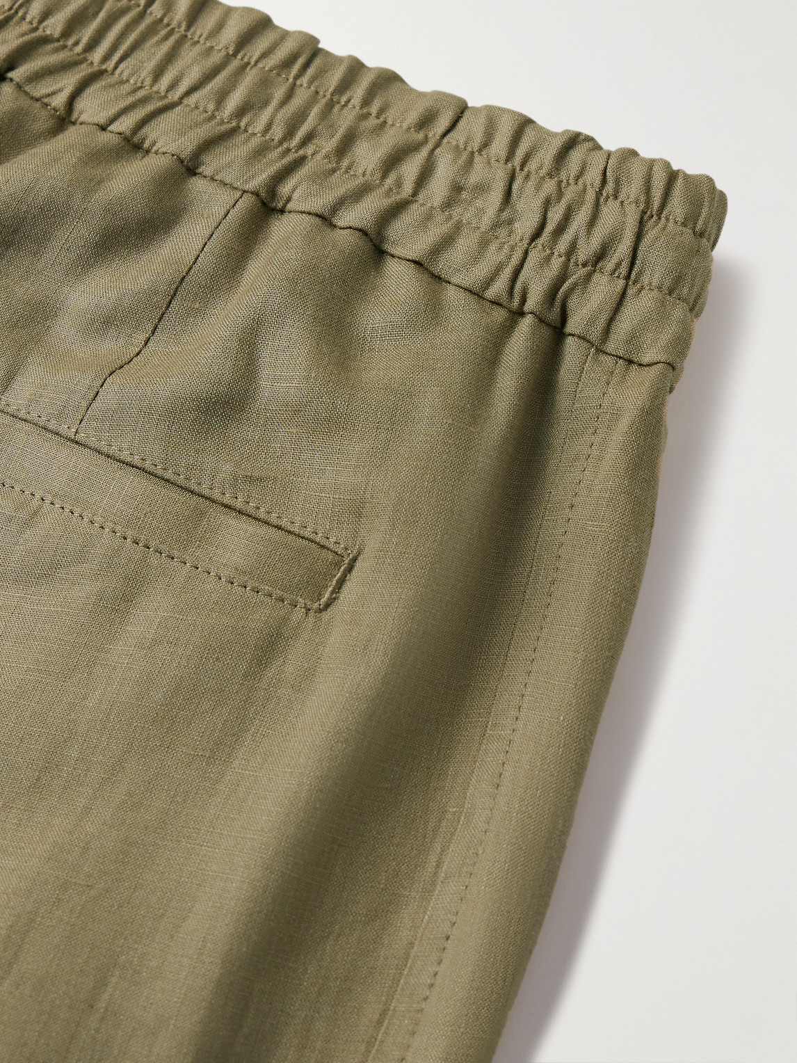 Shop Loro Piana Gadd Straight-leg Linen Trousers In Green