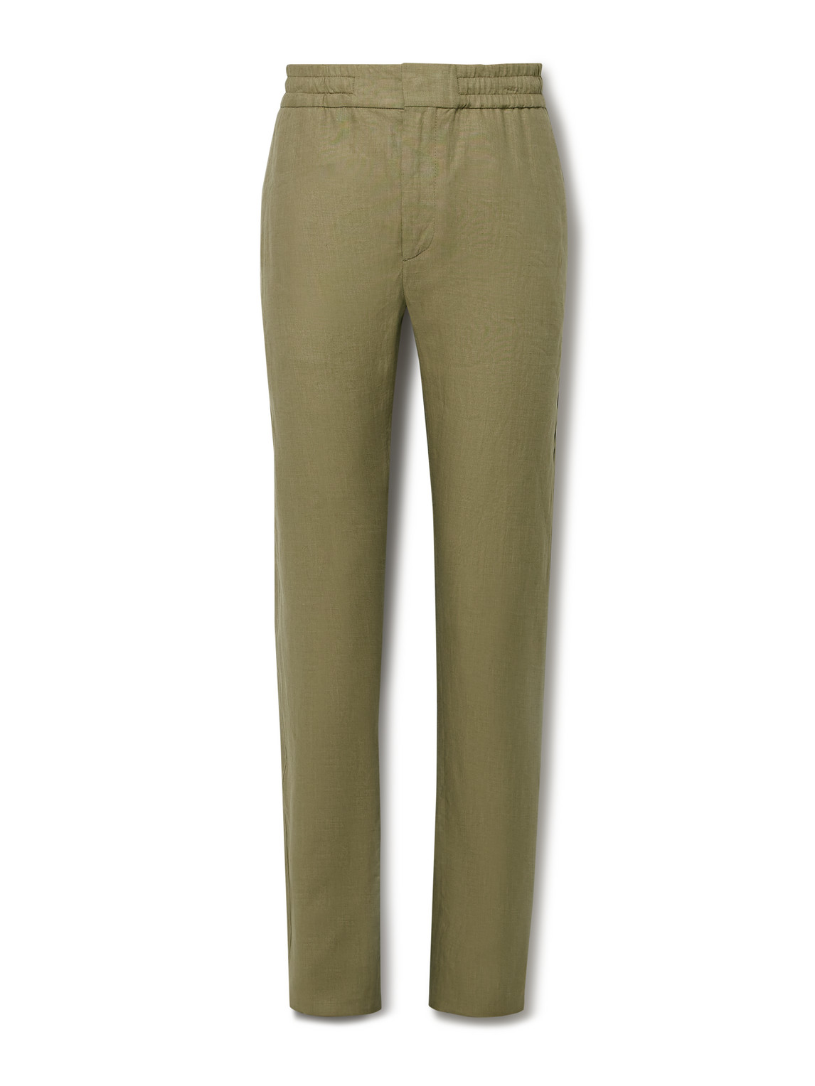 Loro Piana Gadd Straight-leg Linen Trousers In Green