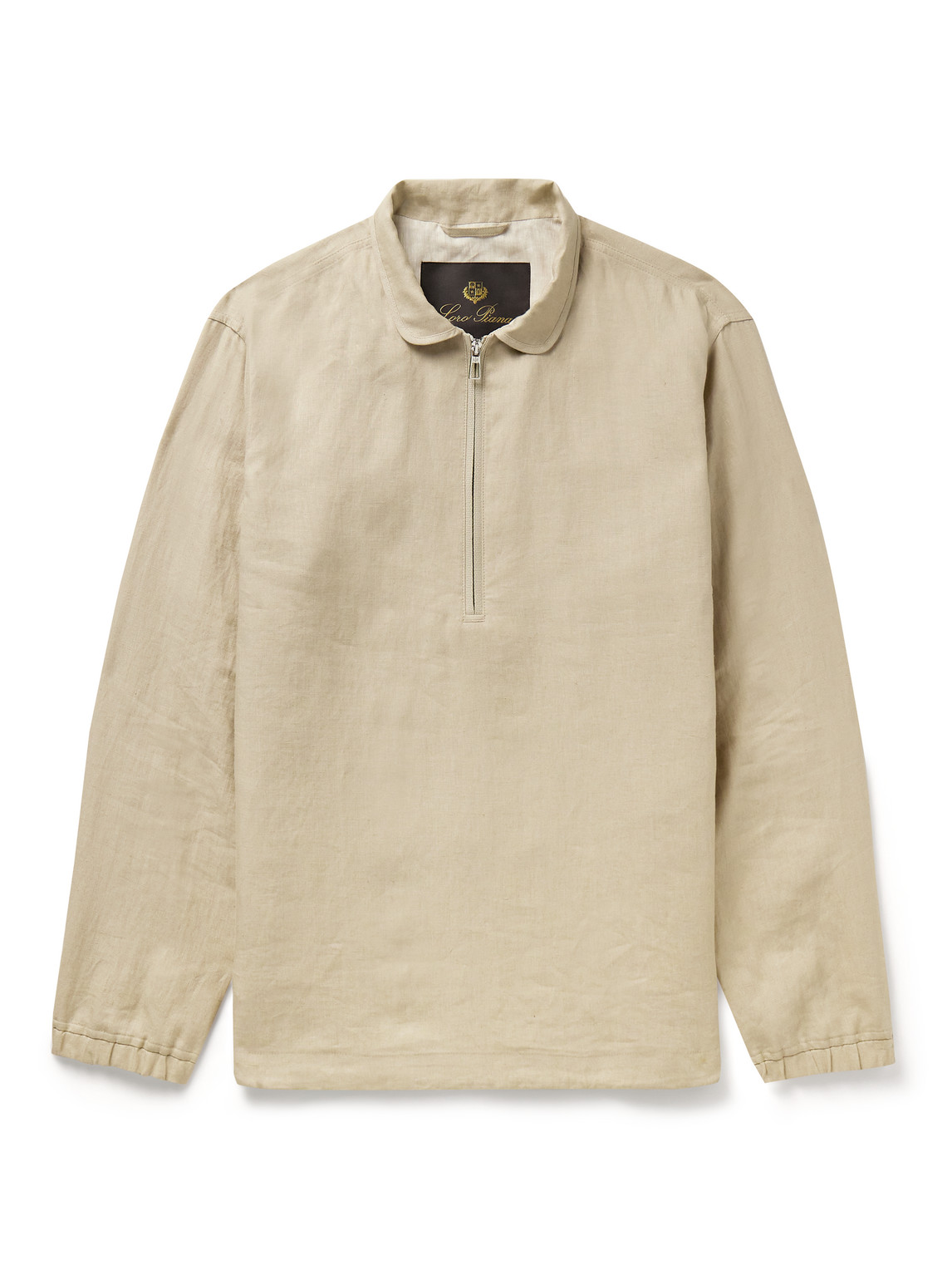 Loro Piana Spagna Linen Canvas Half-zip Jacket In Neutrals