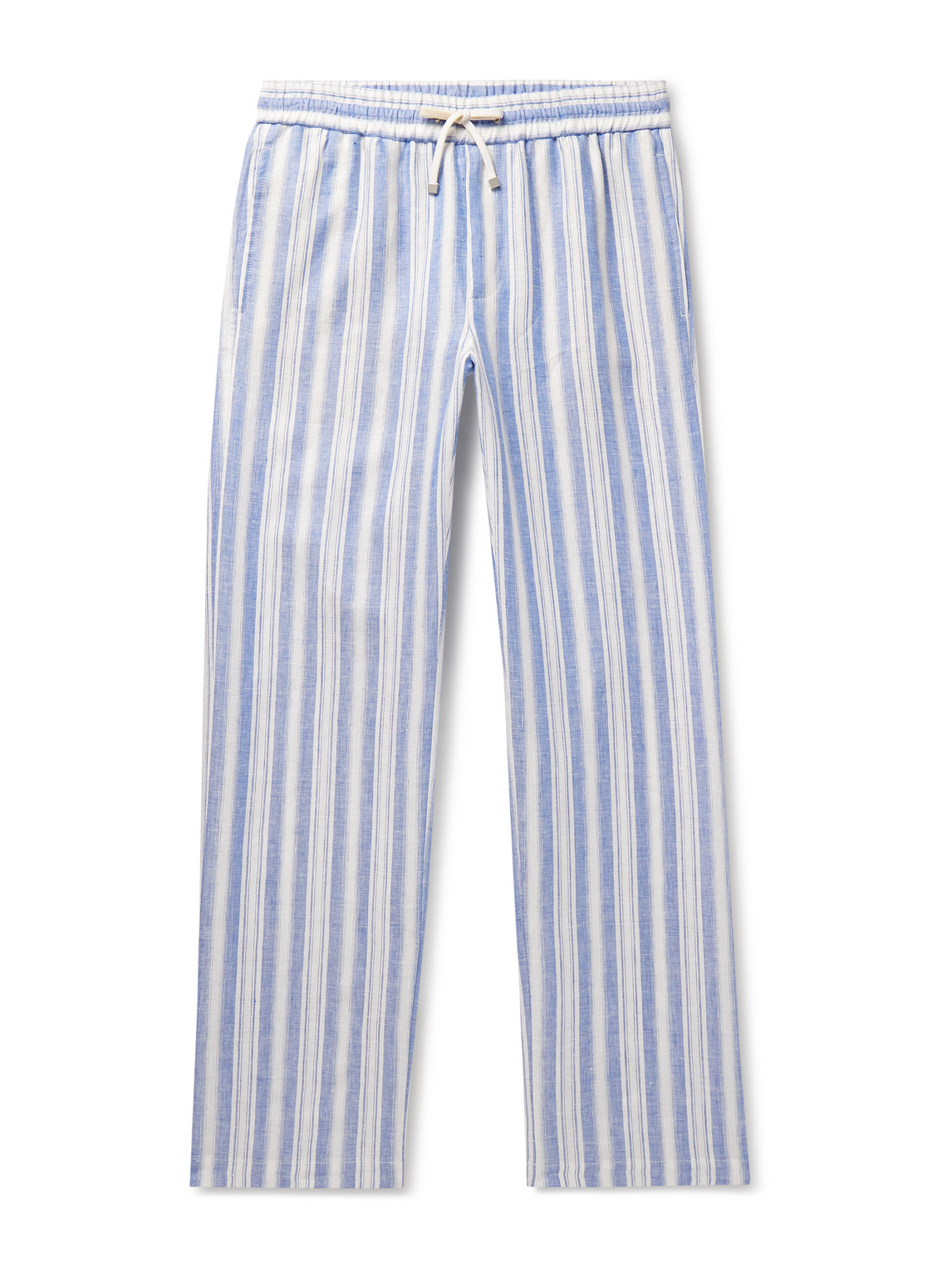 Heirai Straight-Leg Striped Linen Drawstring Trousers