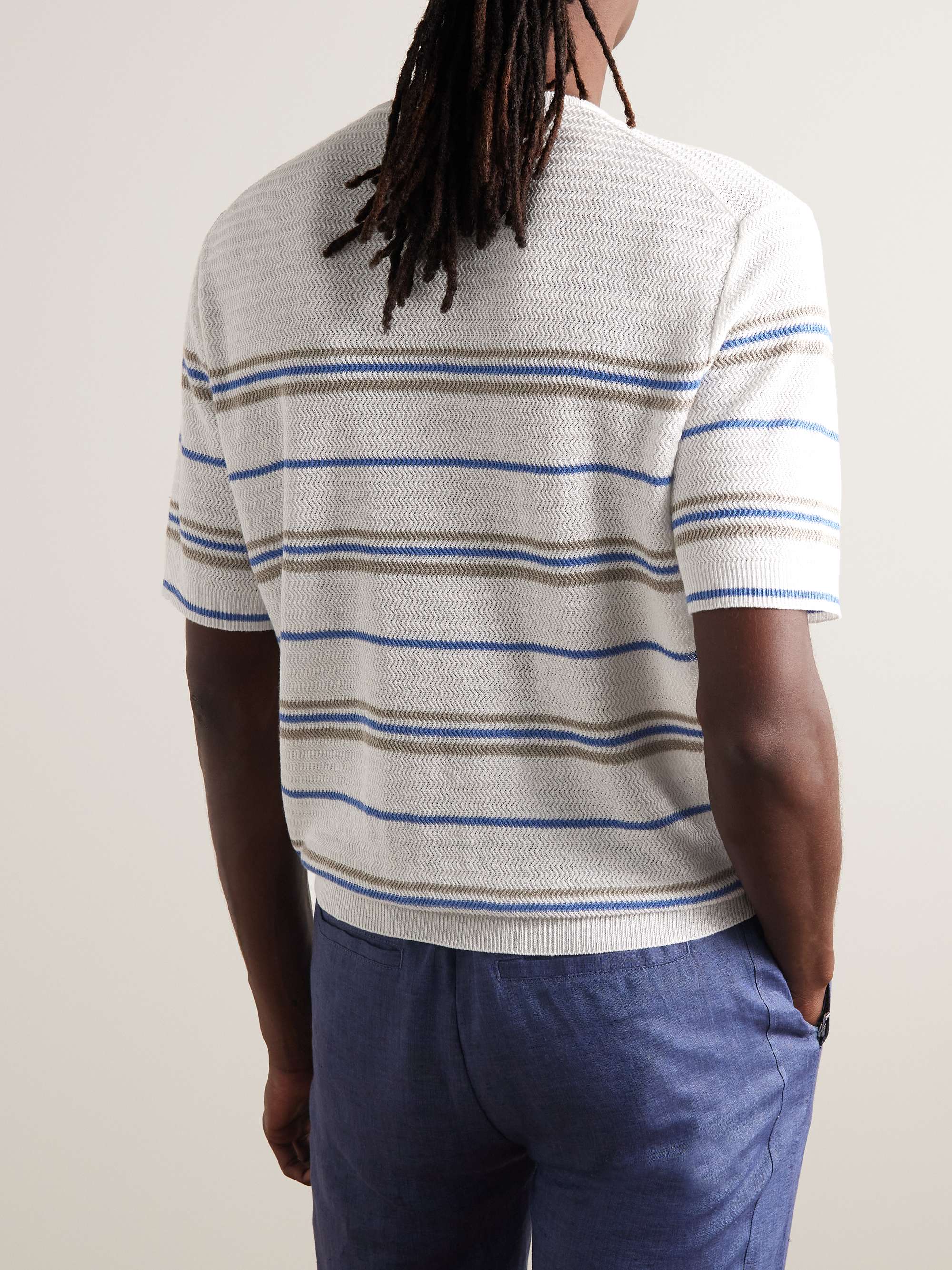 LORO PIANA Striped Herringbone Linen T-Shirt