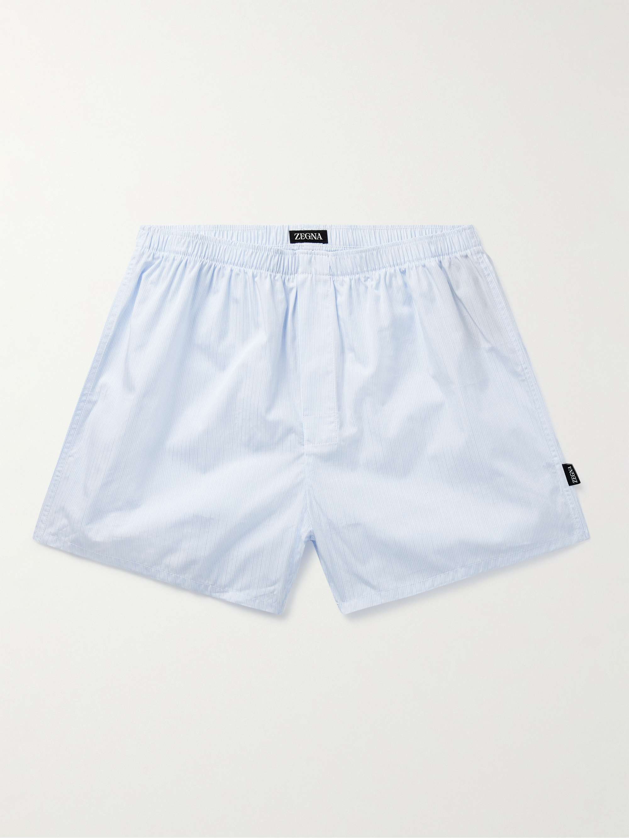 Pinstriped Cotton Poplin Boxer Shorts
