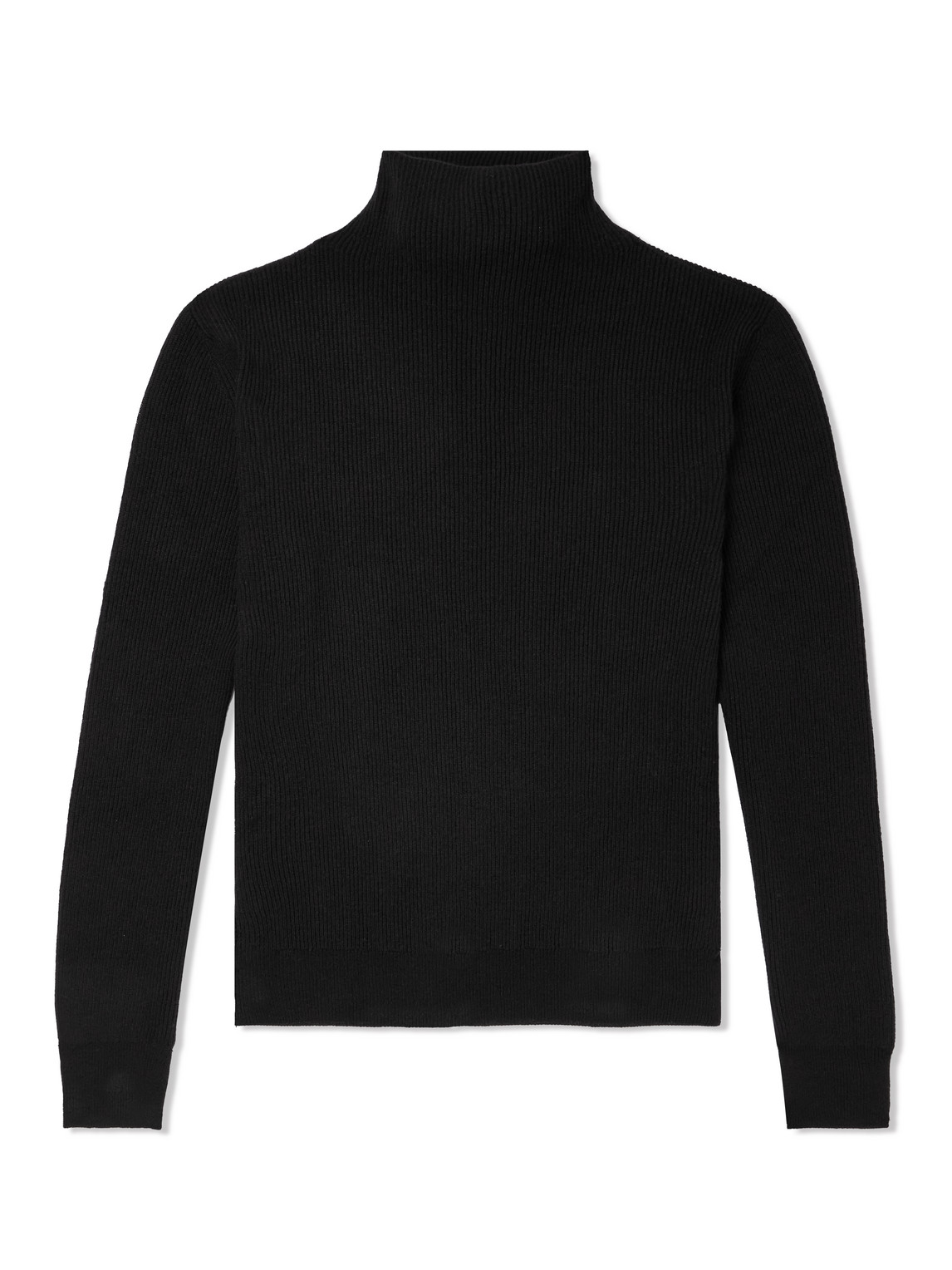 The Row Daniel Ribbed Cashmere Mock-neck Sweater In Black
