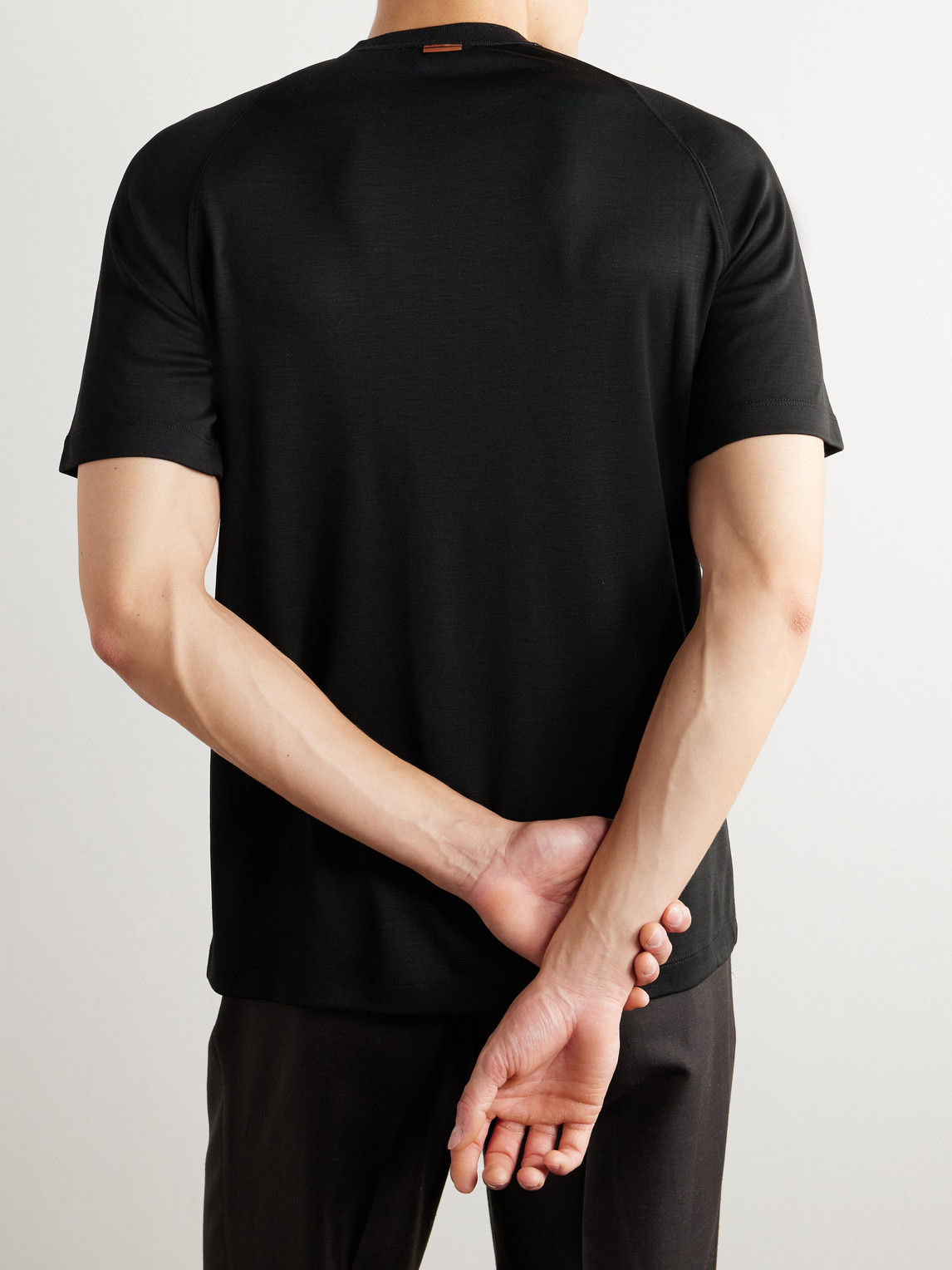 Zegna T-shirt In Brown Wool In Black