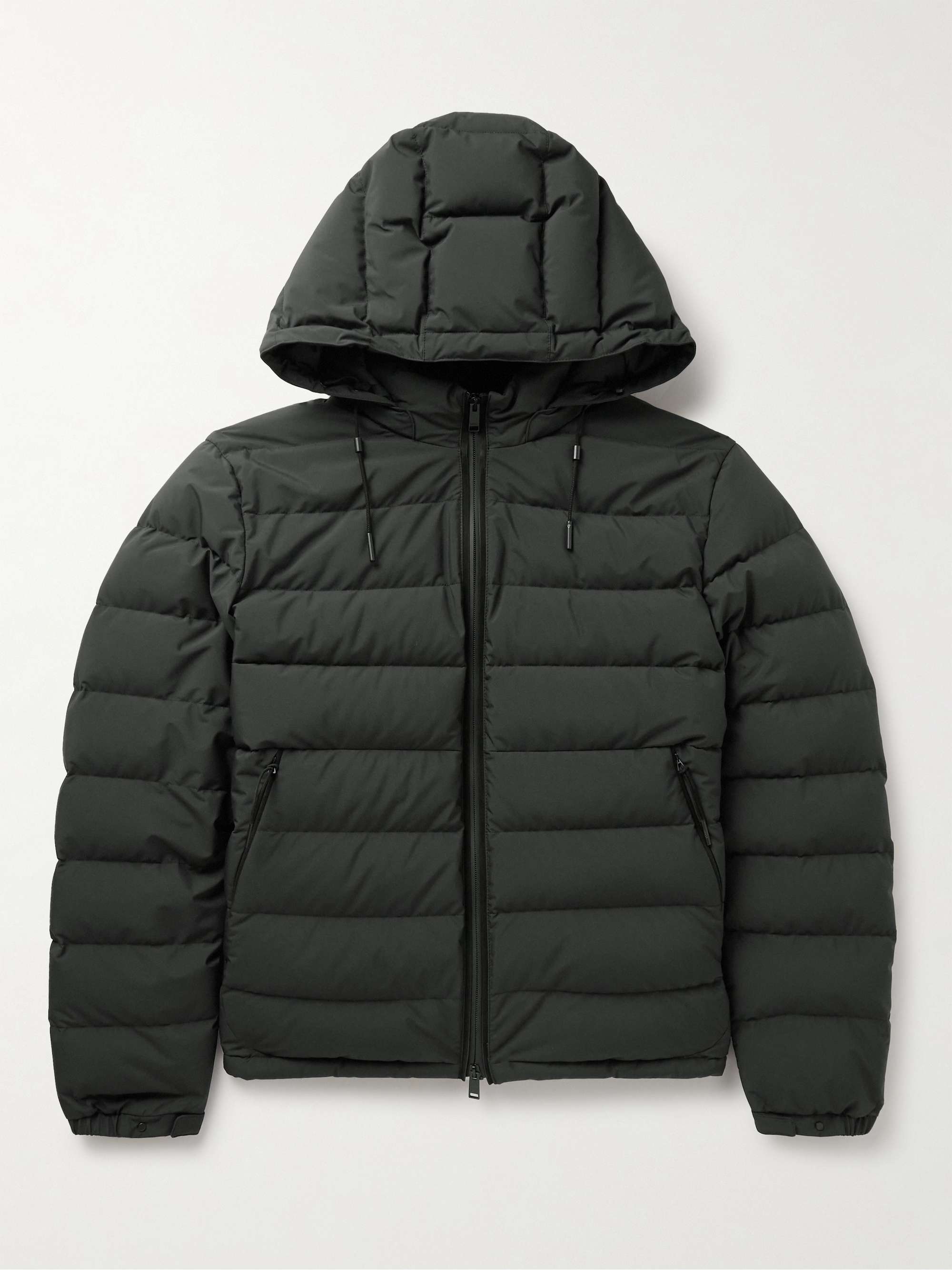 ZEGNA Stratos Leather-Trimmed Quilted Shell Hooded Down Jacket for Men ...