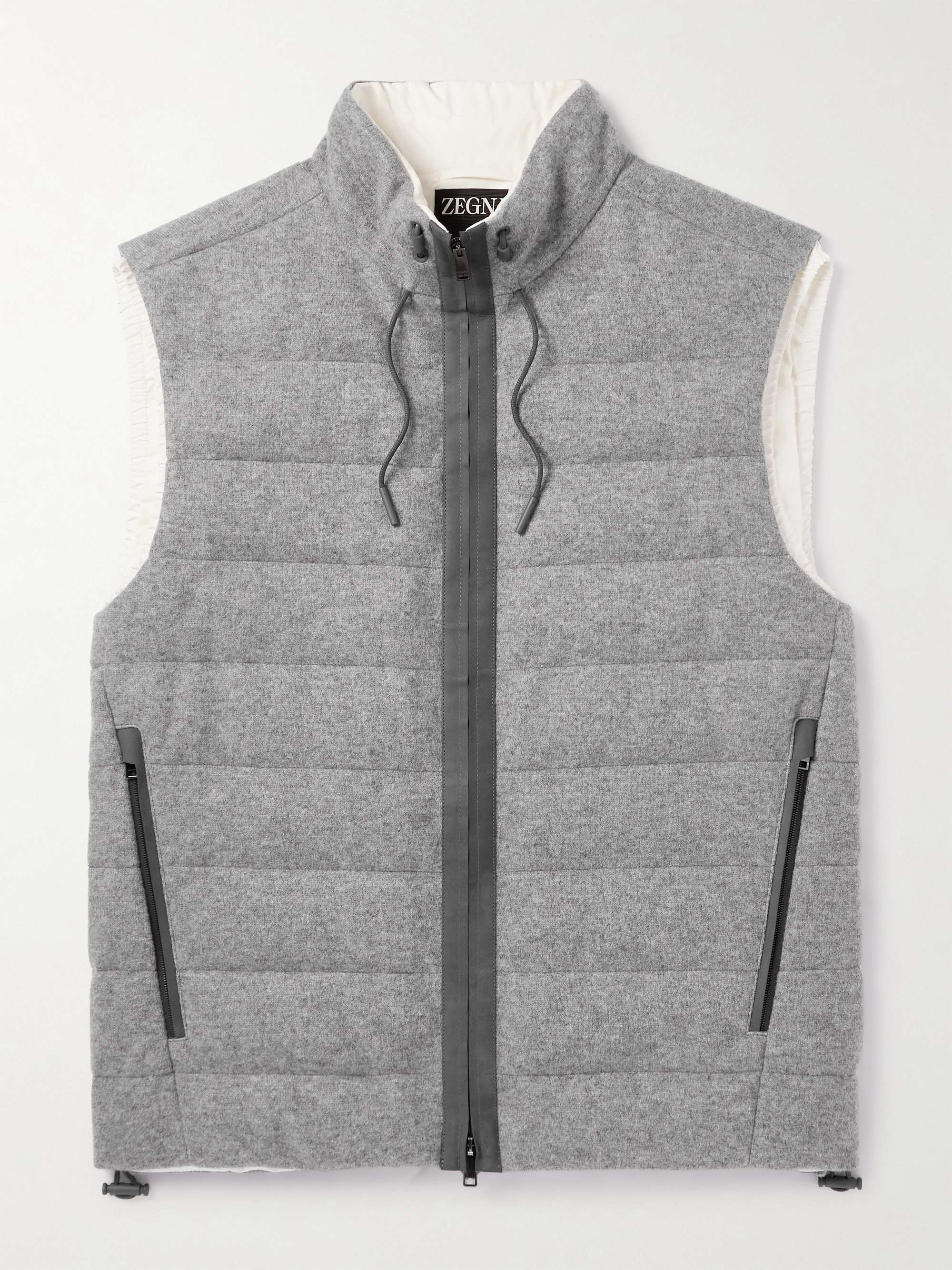 Suede-Trimmed Quilted Cashmere Down Gilet Suede-Trimmed Quilted Cashmere Down Gilet