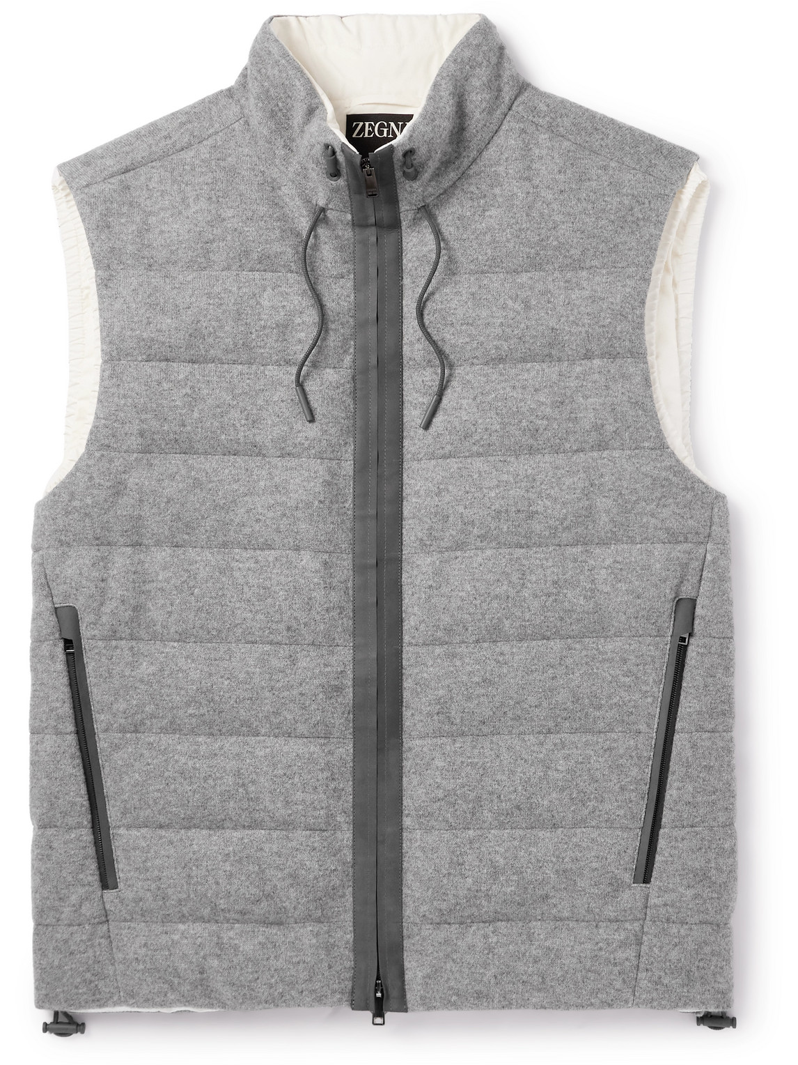 Suede-Trimmed Quilted Cashmere Down Gilet