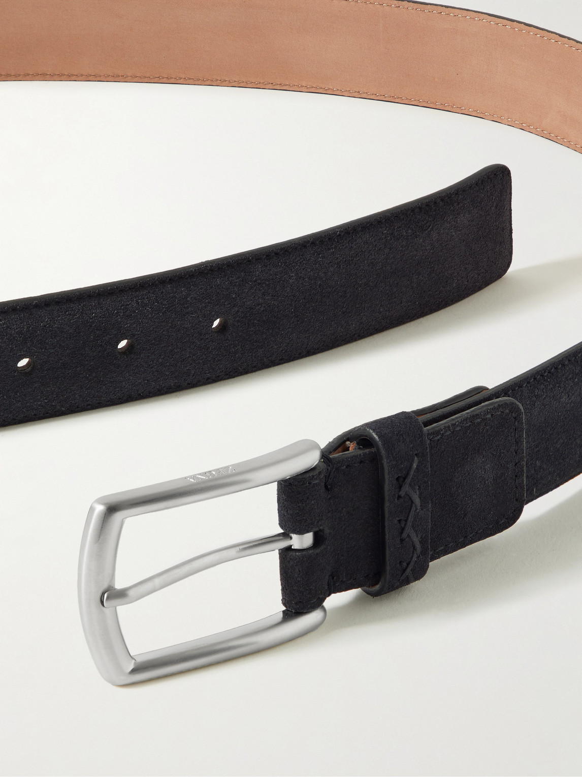 Shop Zegna 3cm Suede Belt In Blue