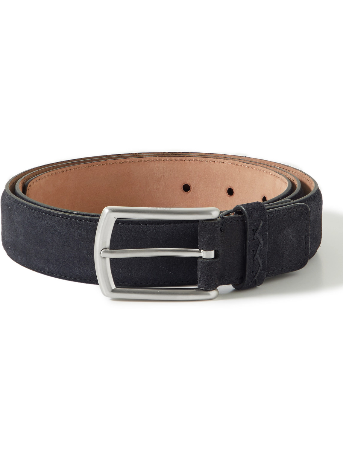 Zegna Suede Buckle Belt In Blue