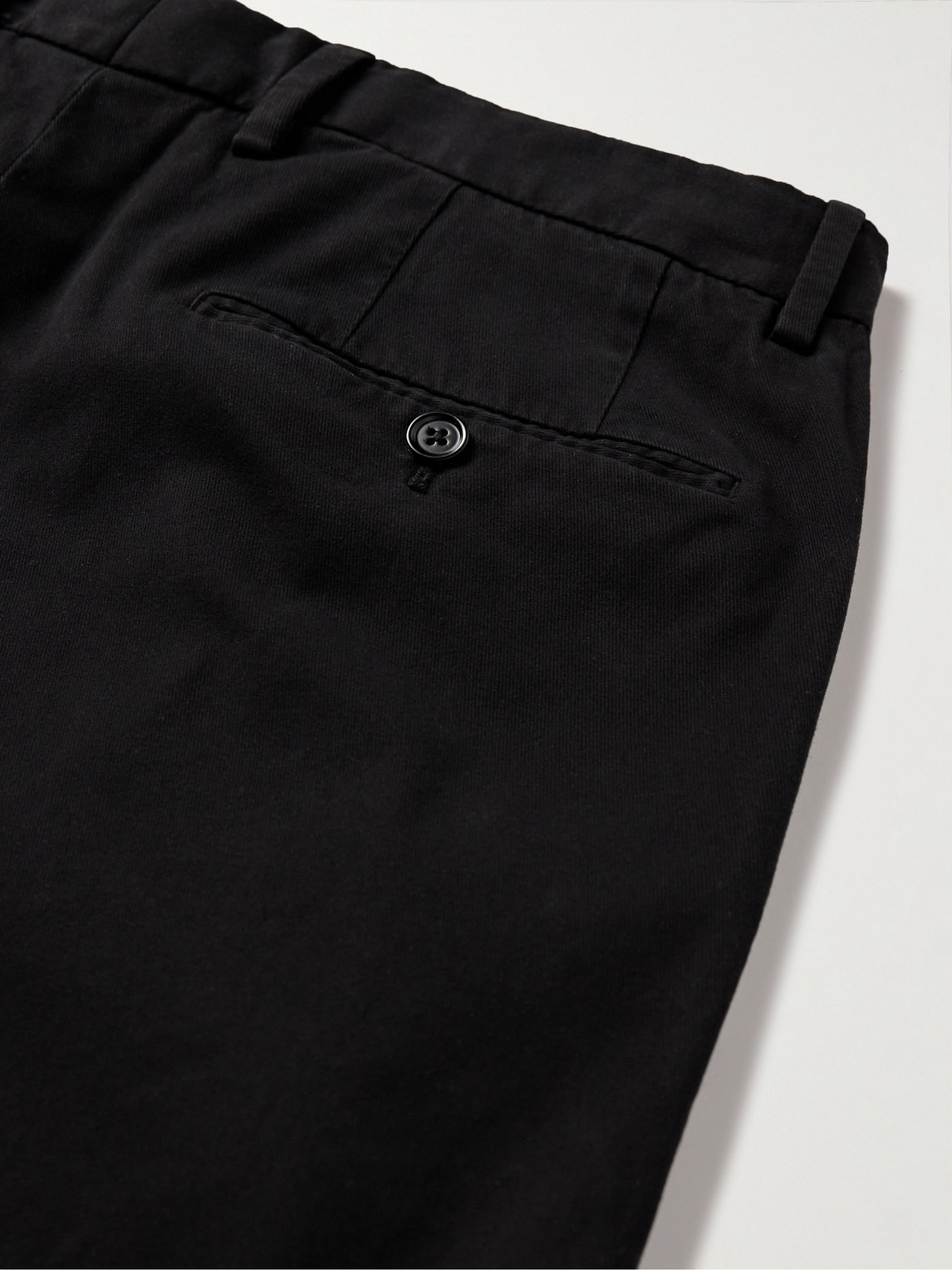 Shop Zegna Slim-fit Straight-leg Stretch-cotton Twill Trousers In Black