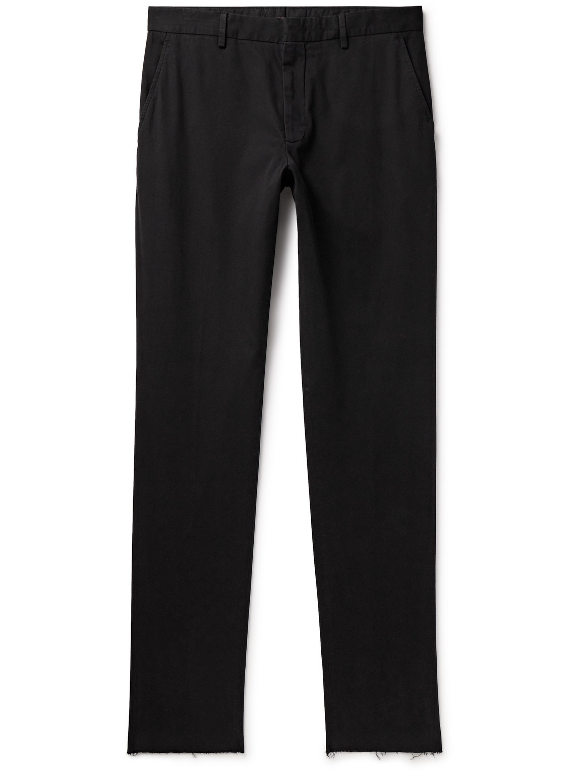 Zegna Slim-fit Straight-leg Stretch-cotton Twill Trousers In Black
