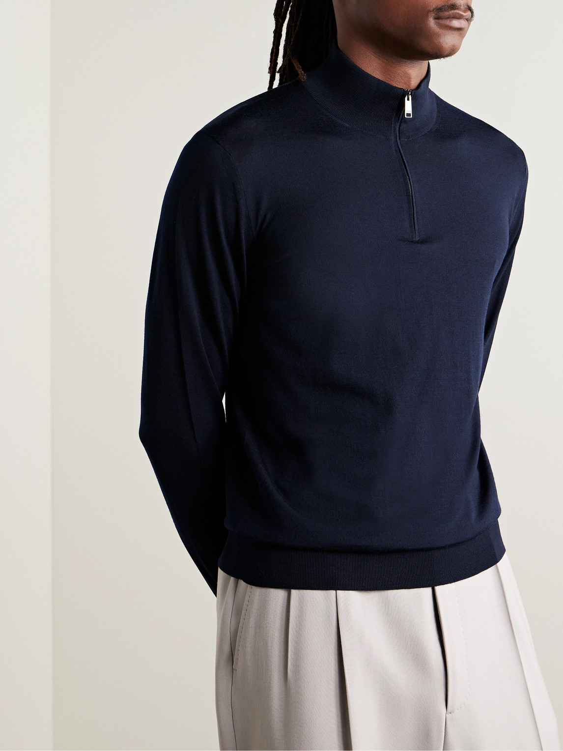 Zegna Slim Fit Wool Half Zip Sweater Smart Closet
