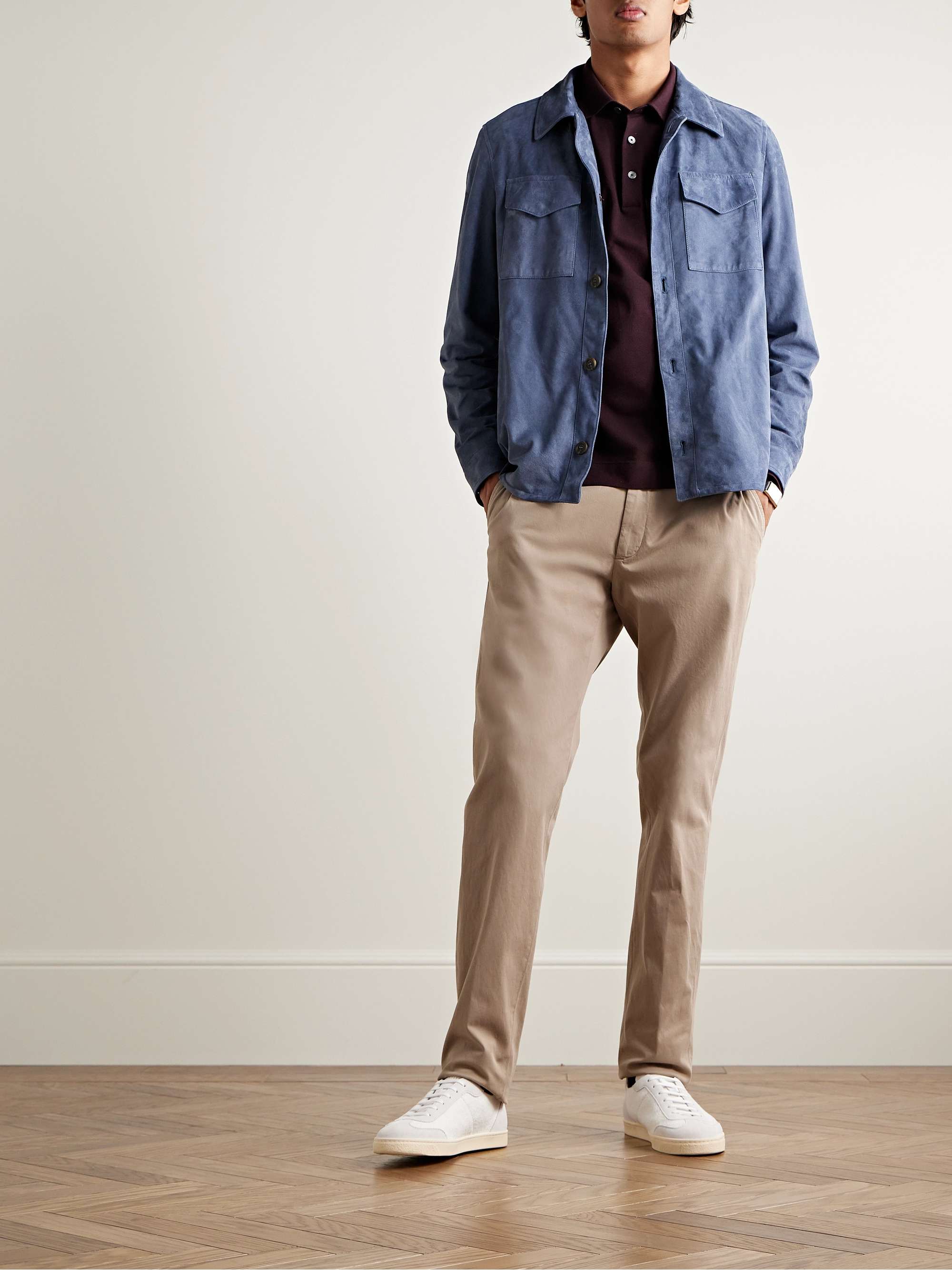 Cotton twill straight pants