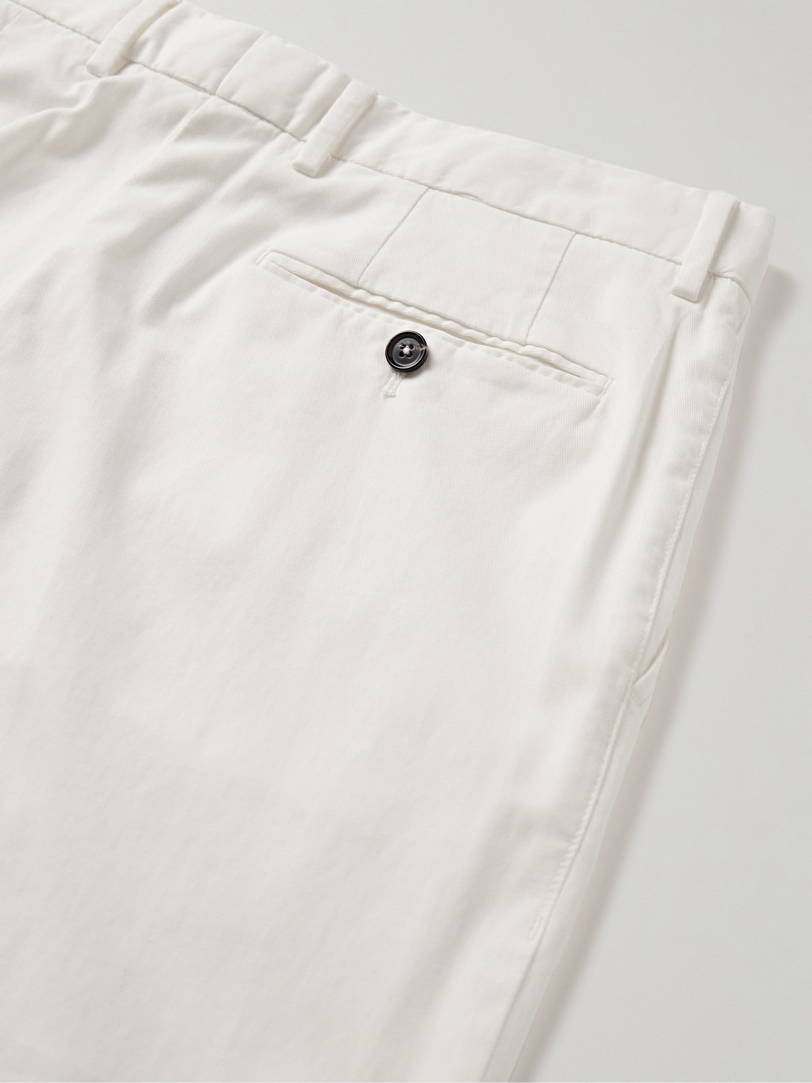 Shop Zegna Slim-fit Straight-leg Stretch-cotton Twill Trousers In White